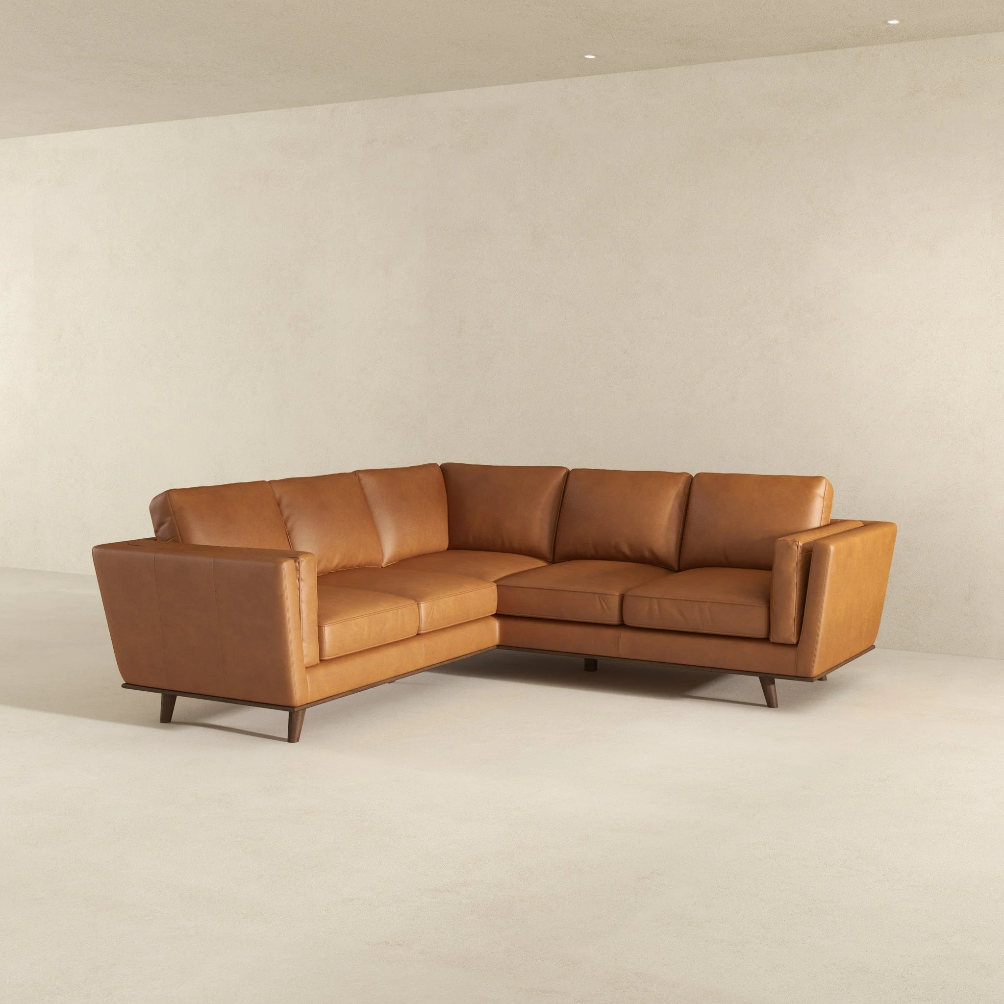 Erman Genuine Tan Leather Corner Sectional Sofa - Image 3