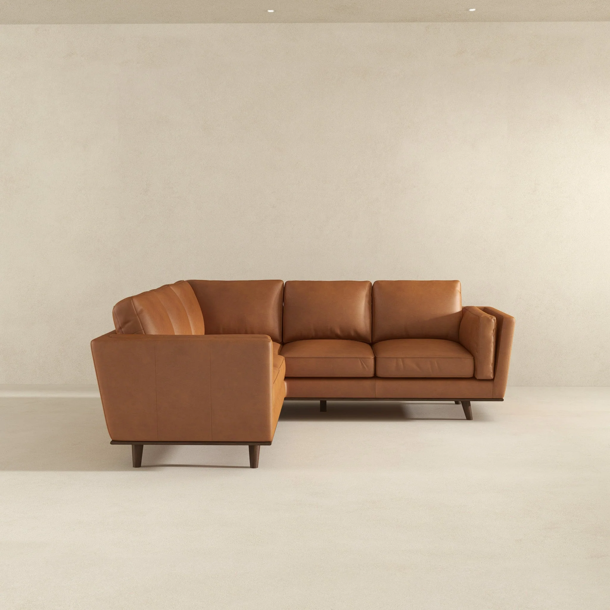 Erman Genuine Tan Leather Corner Sectional Sofa - Image 4