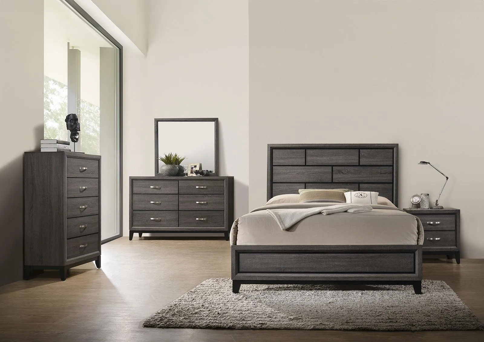 Errico Gray King Panel Bed - Image 2