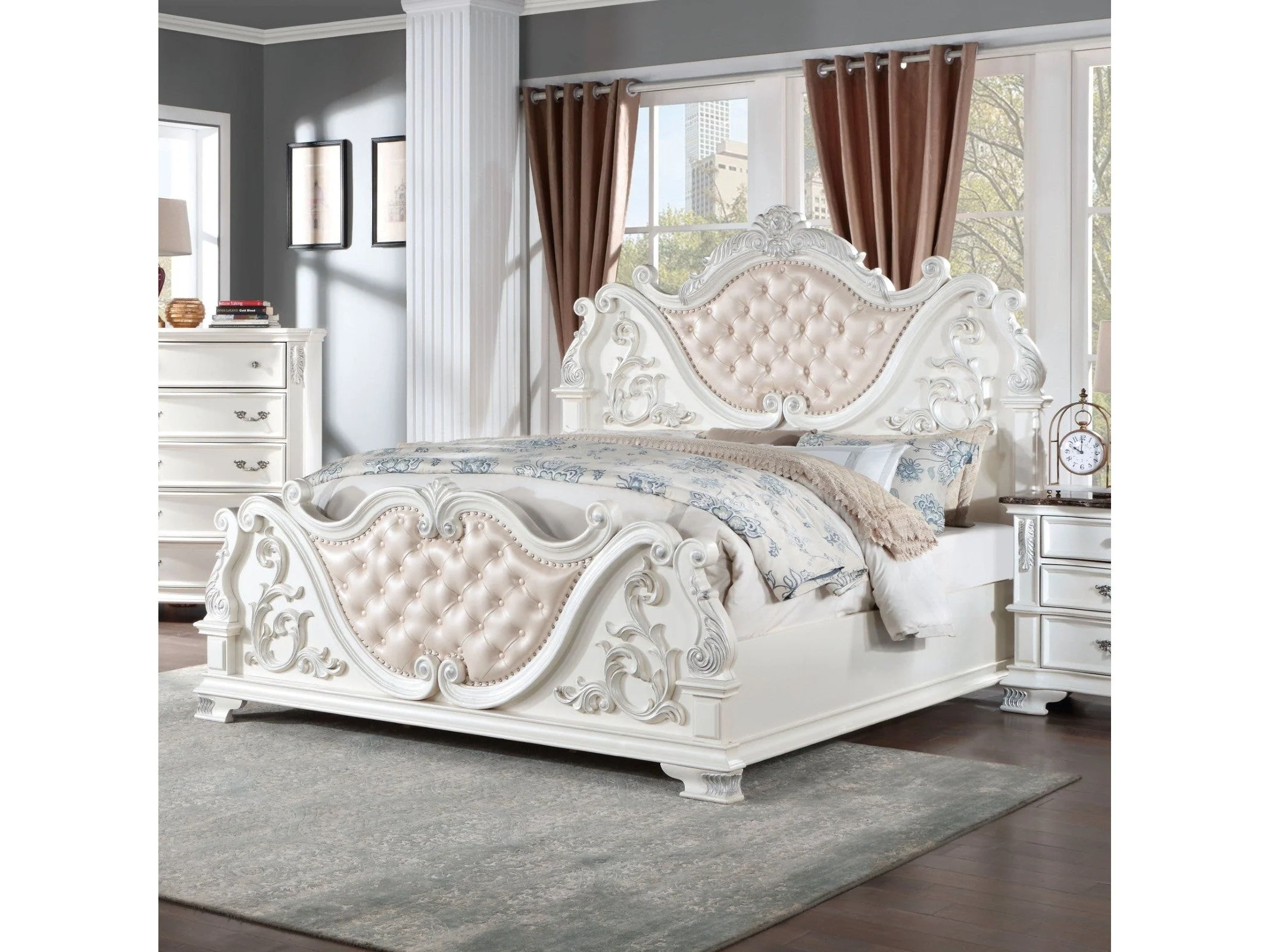 Esparanza Pearl White 4-Piece Queen Bedroom Set - Image 2