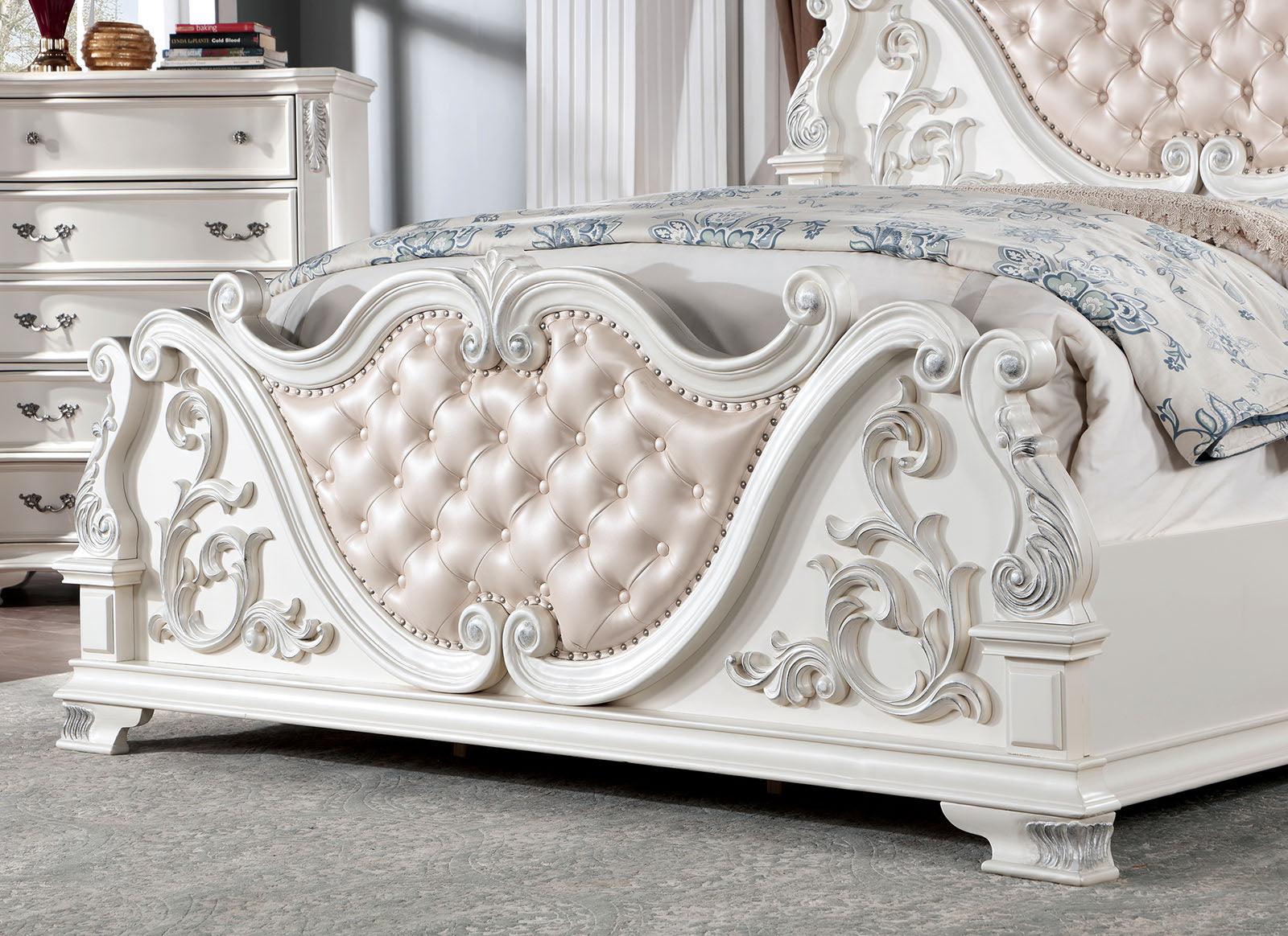Esparanza Pearl White King Bed - Image 3