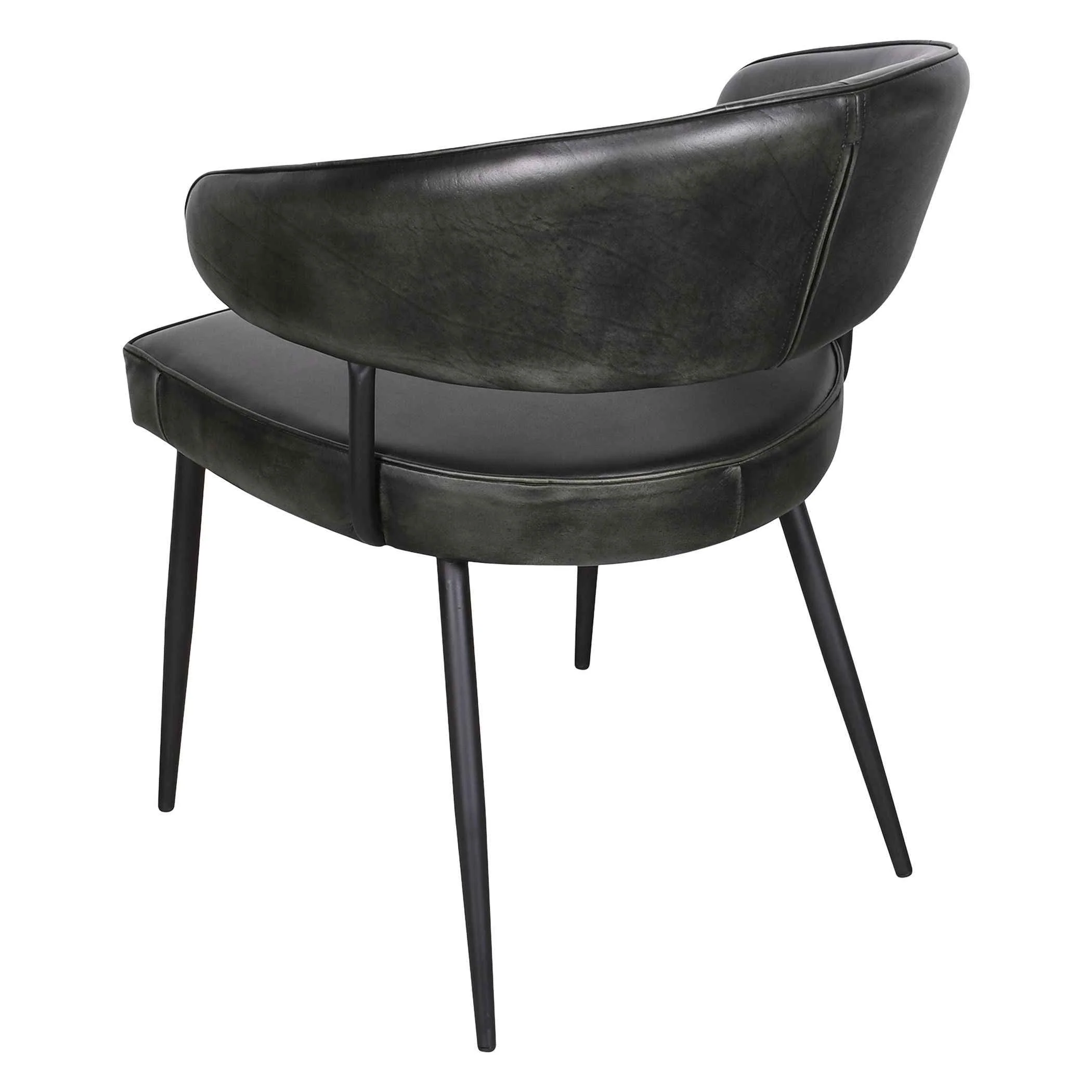 Essex Dover 23" Armchair in Weathered Black Leather, Set of 2 - Image 3