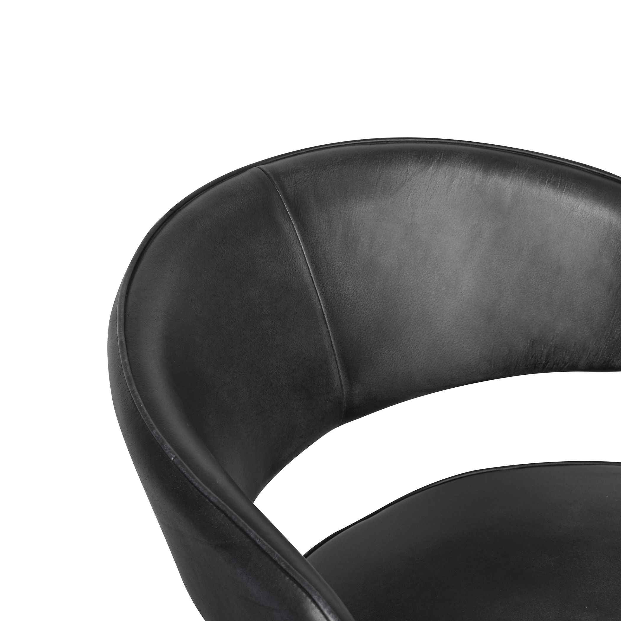 Essex Dover 23" Armchair in Weathered Black Leather, Set of 2 - Image 4