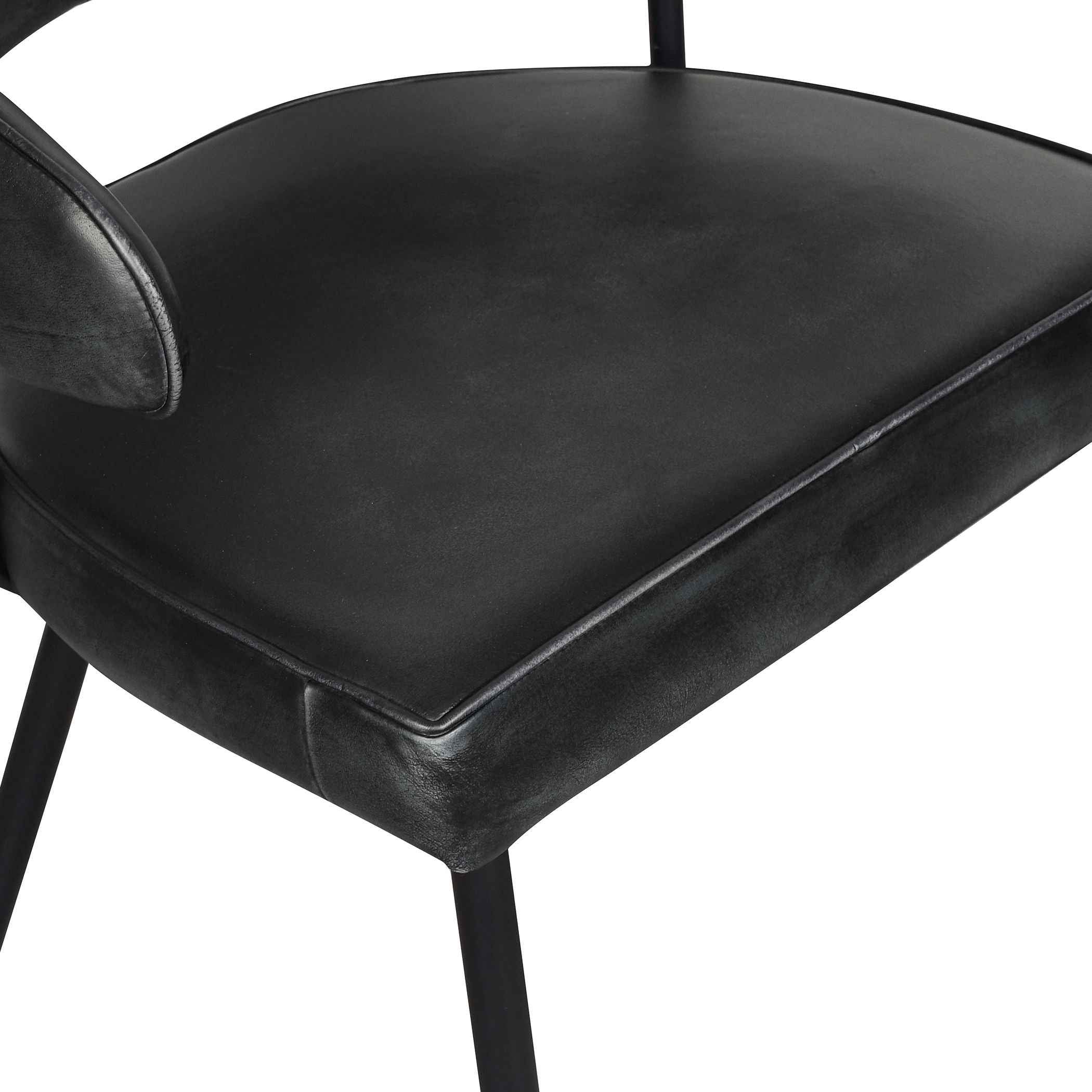 Essex Dover 23" Armchair in Weathered Black Leather, Set of 2 - Image 5