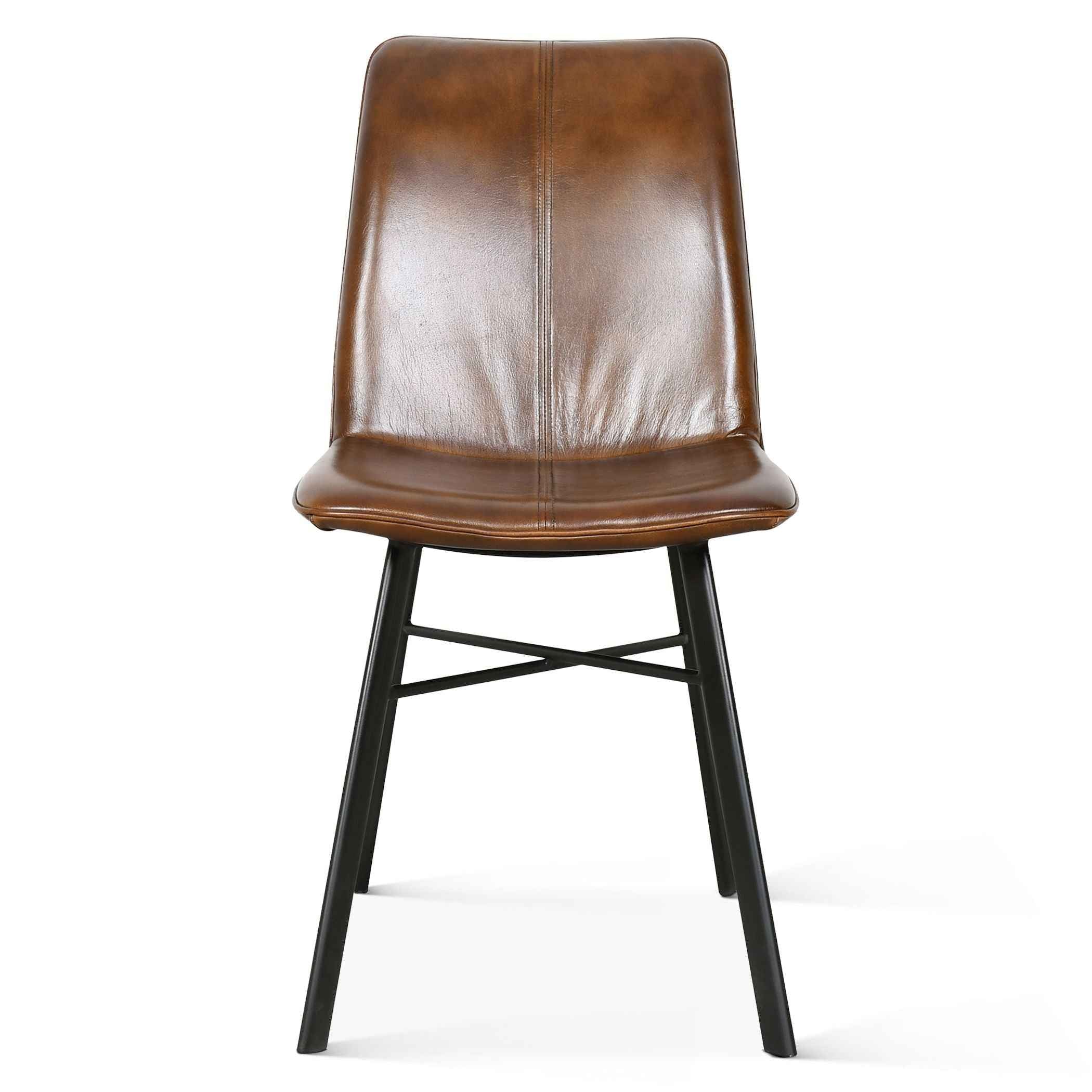 Essex Murphy 18" Dining Chair in Chestnut Leather - Image 2