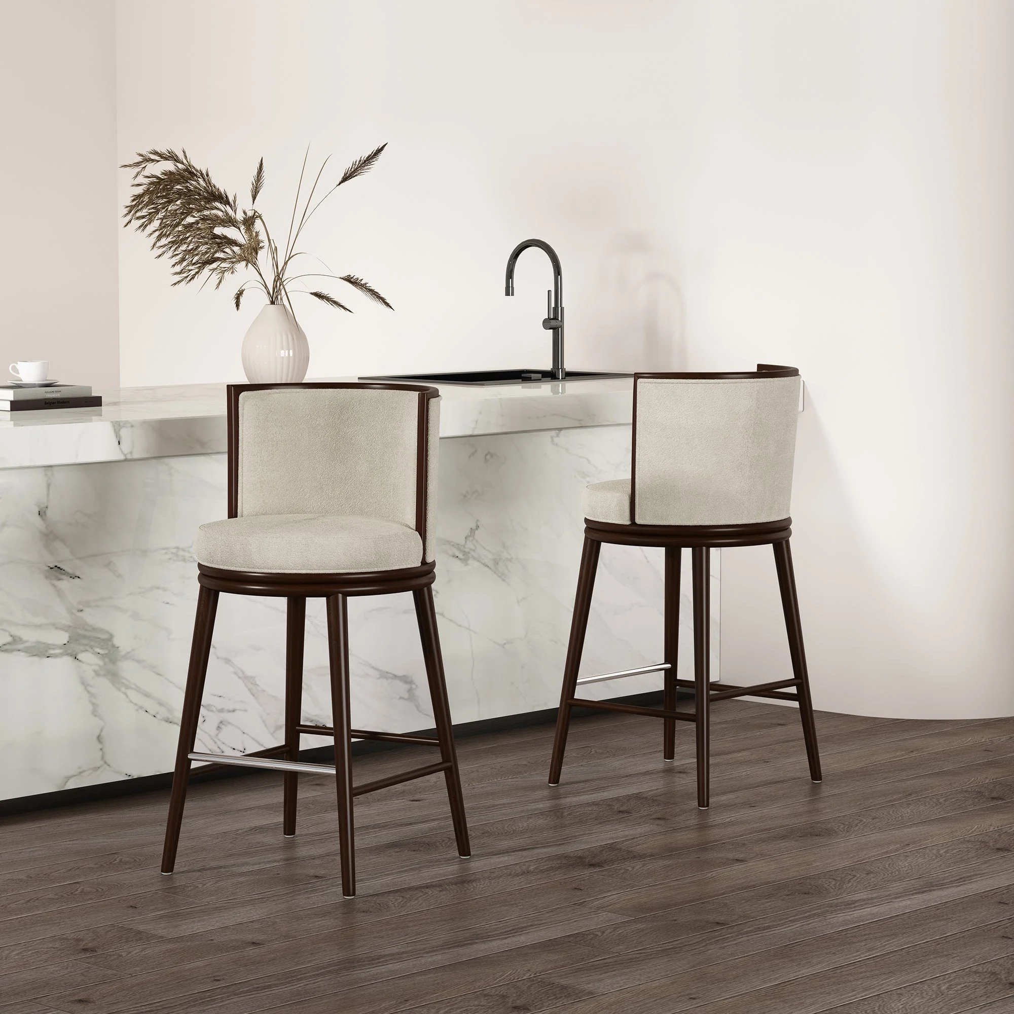 Evalyn Barstool in Cream (set of 2) - Image 2