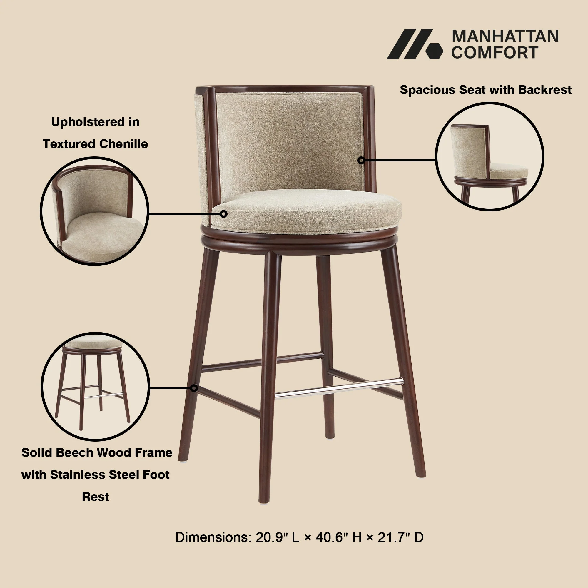 Evalyn Barstool in Natural (set of 3) - Image 4