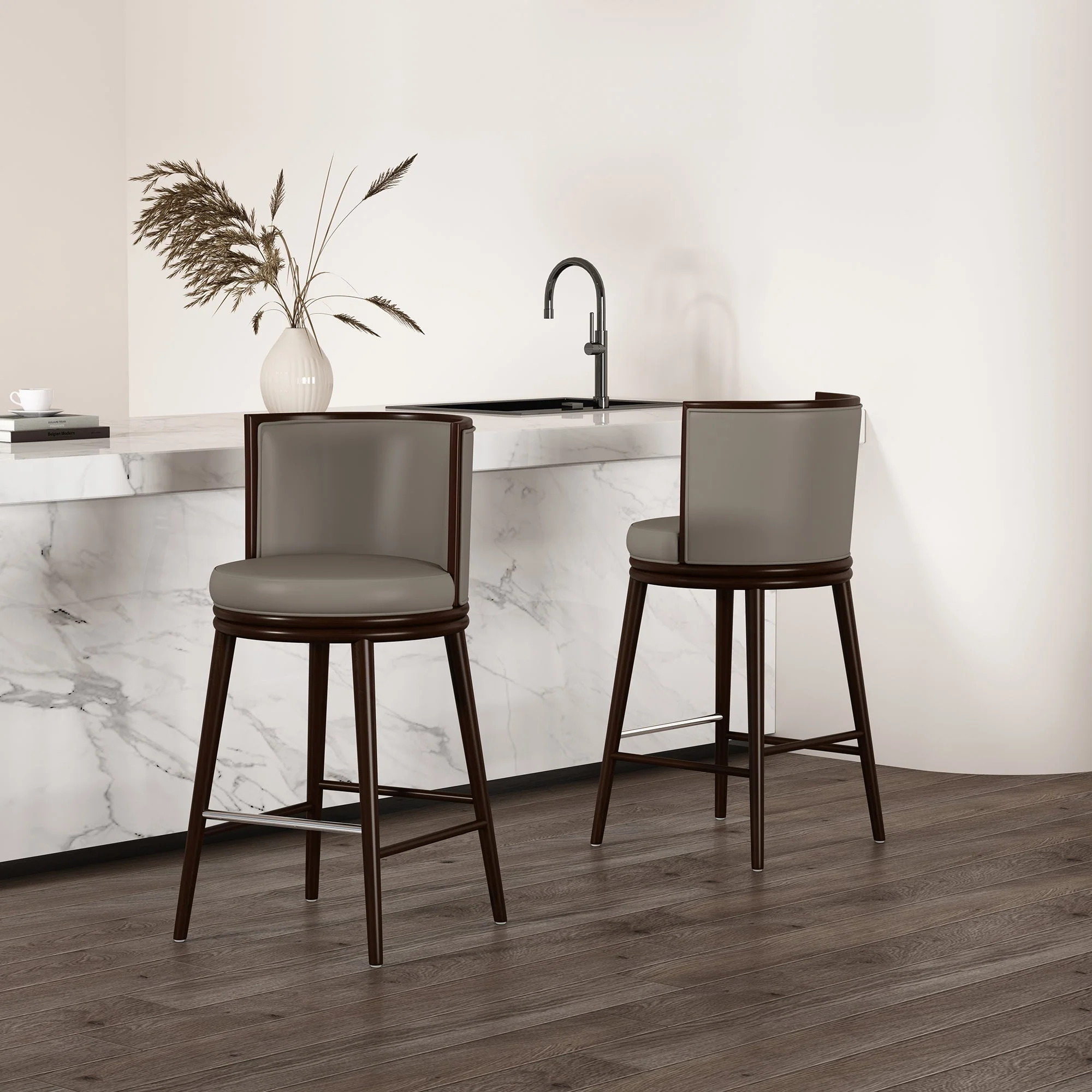 Evalyn Barstool in Taupe (set of 2) - Image 2