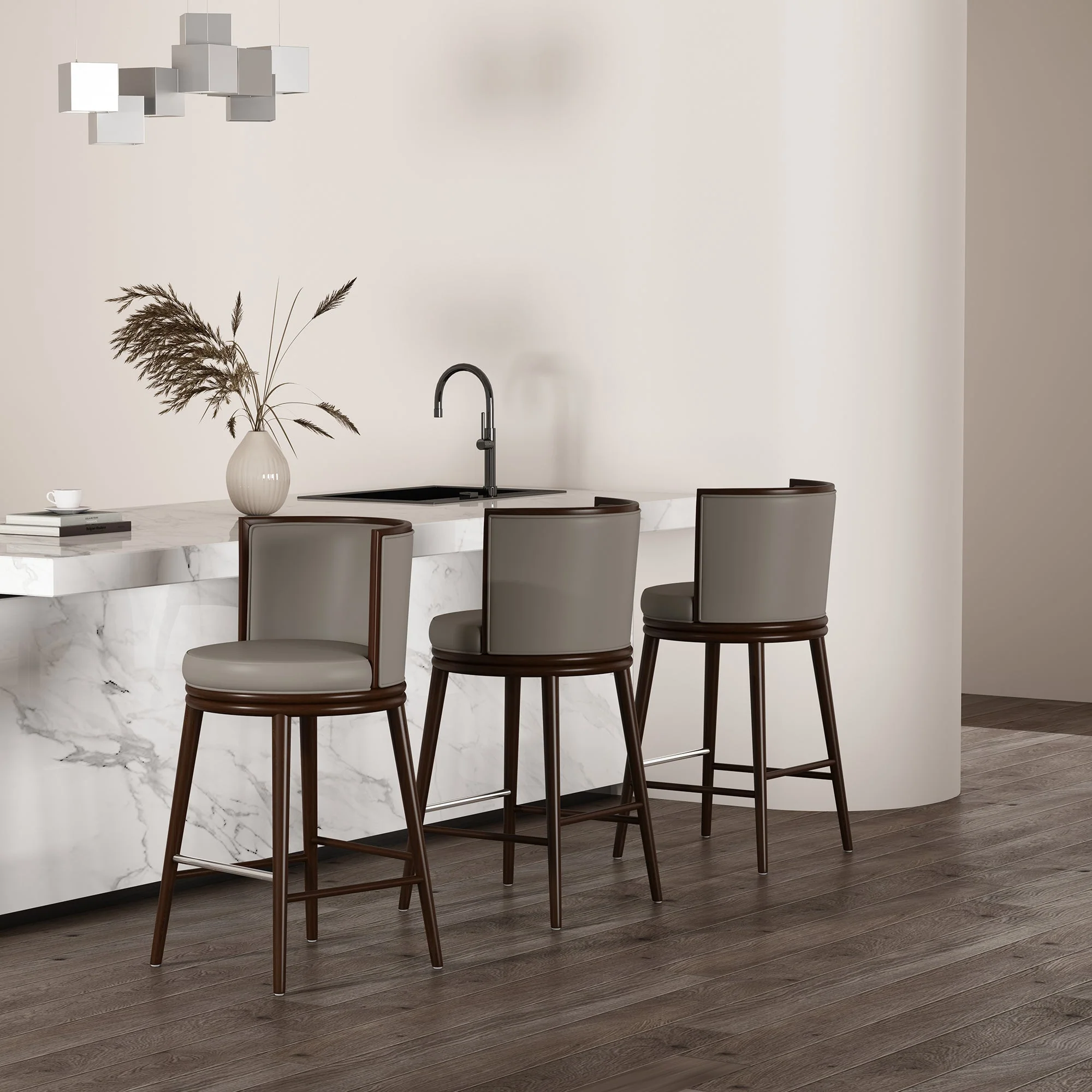 Evalyn Barstool in Taupe (set of 3) - Image 2