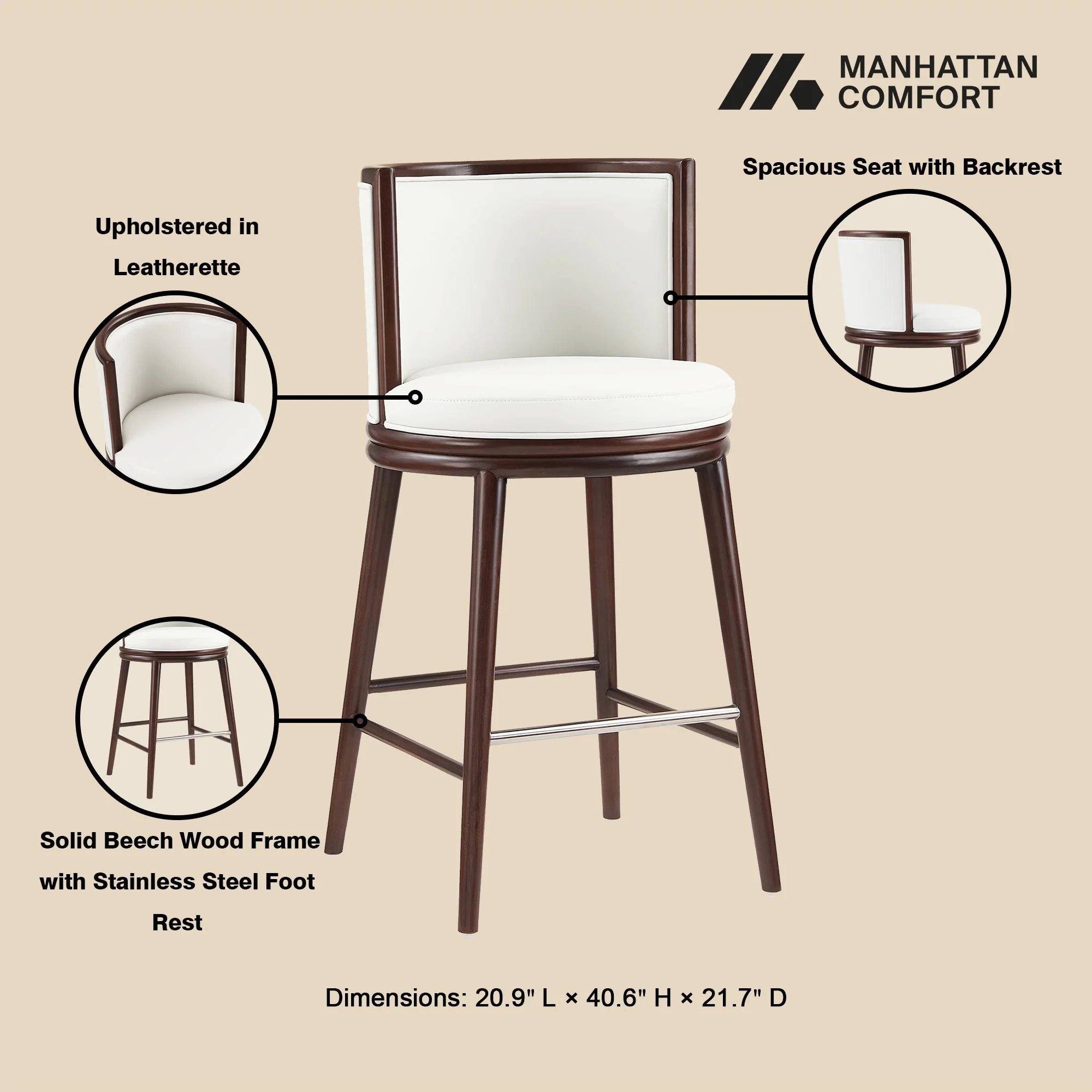 Evalyn Barstool in White - Image 4