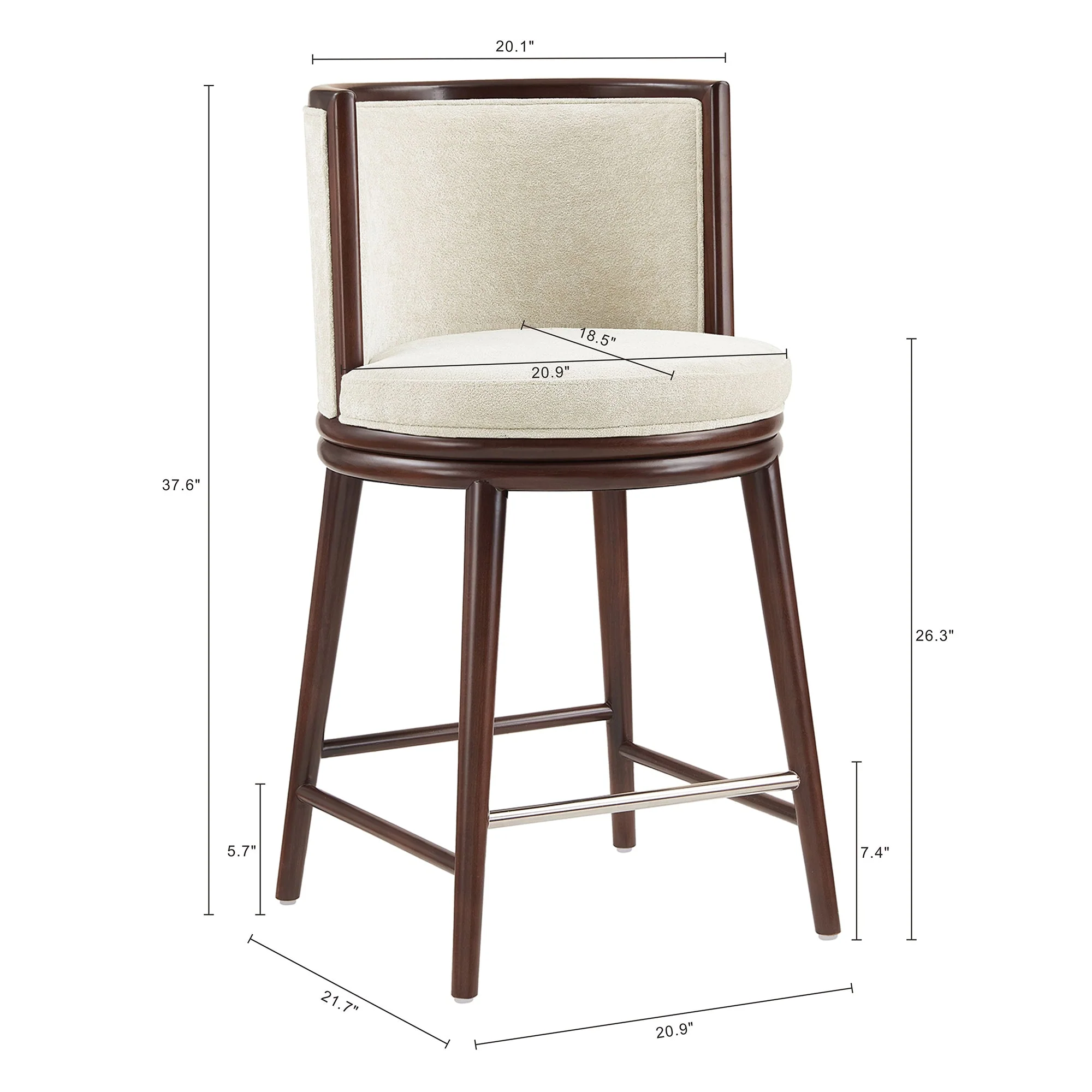 Evalyn Counter Stool in Cream (set of 3) - Image 3