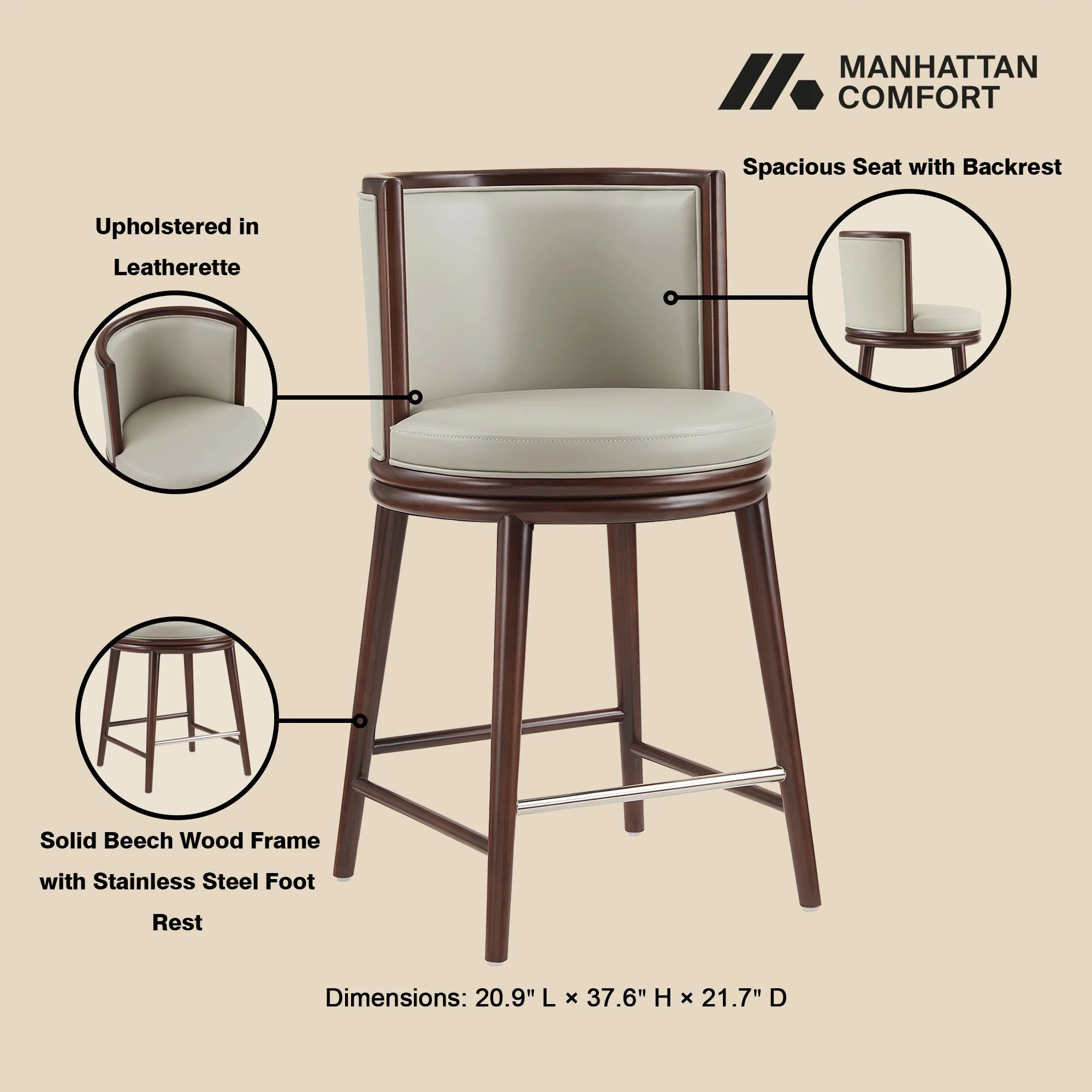Evalyn Counter Stool in Stone (set of 3) - Image 4
