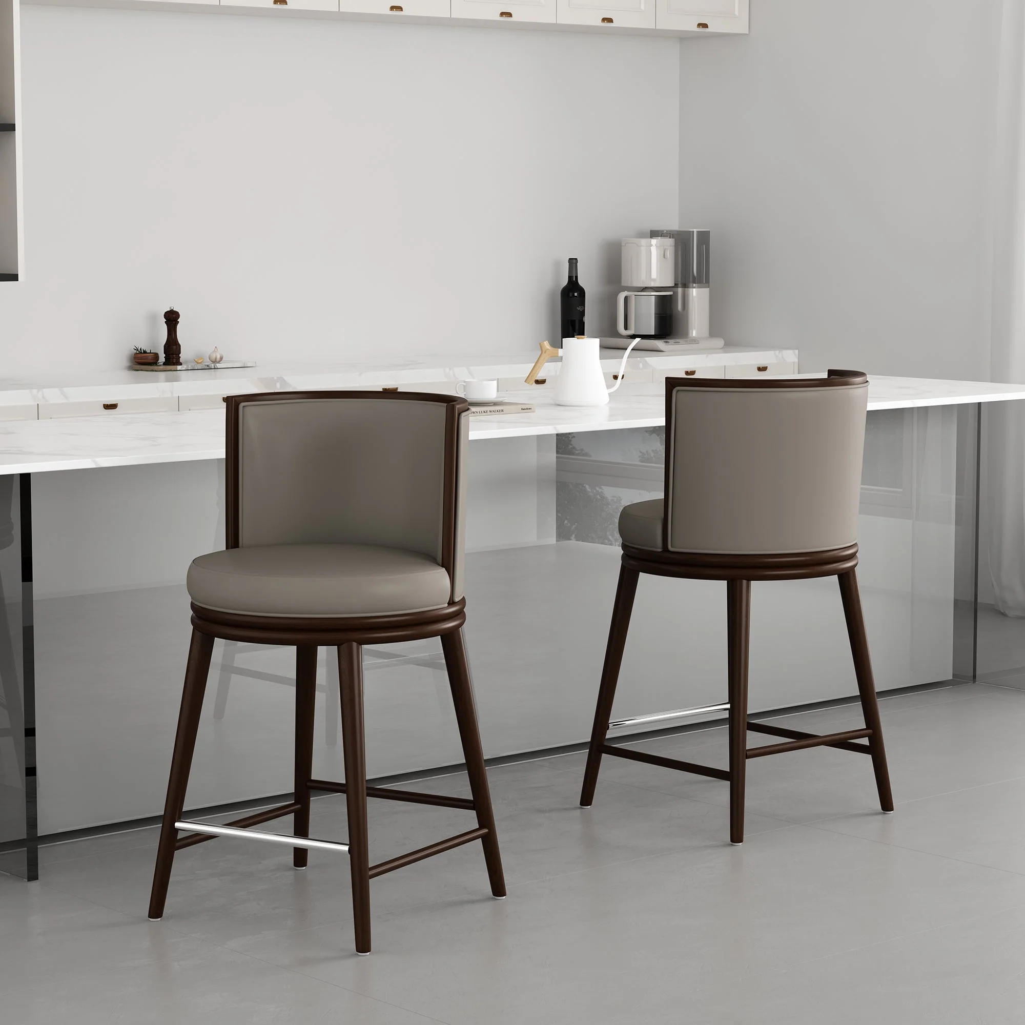Evalyn Counter Stool in Taupe (set of 2) - Image 2