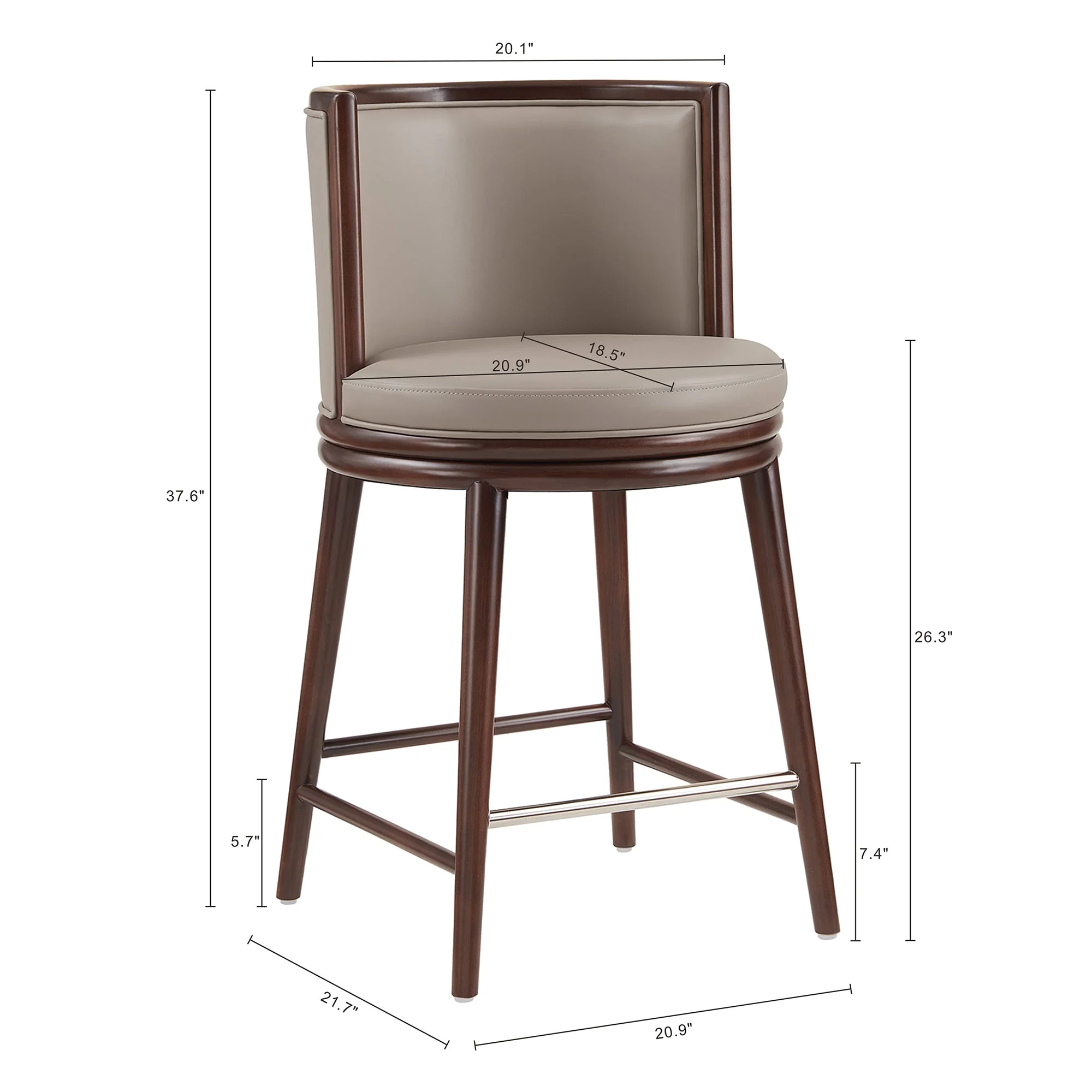 Evalyn Counter Stool in Taupe (set of 3) - Image 3