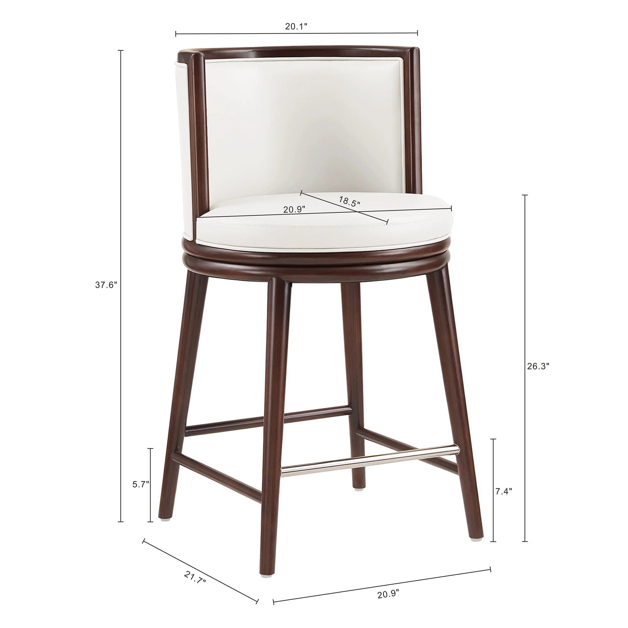 Evalyn Counter Stool in White - Image 3