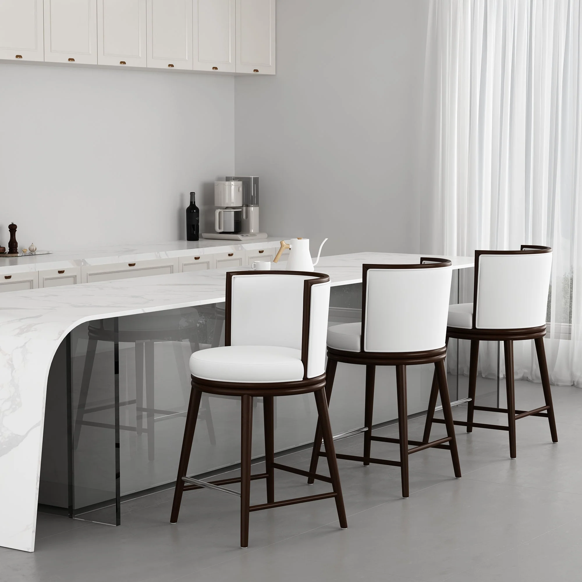 Evalyn Counter Stool in White (set of 3) - Image 2