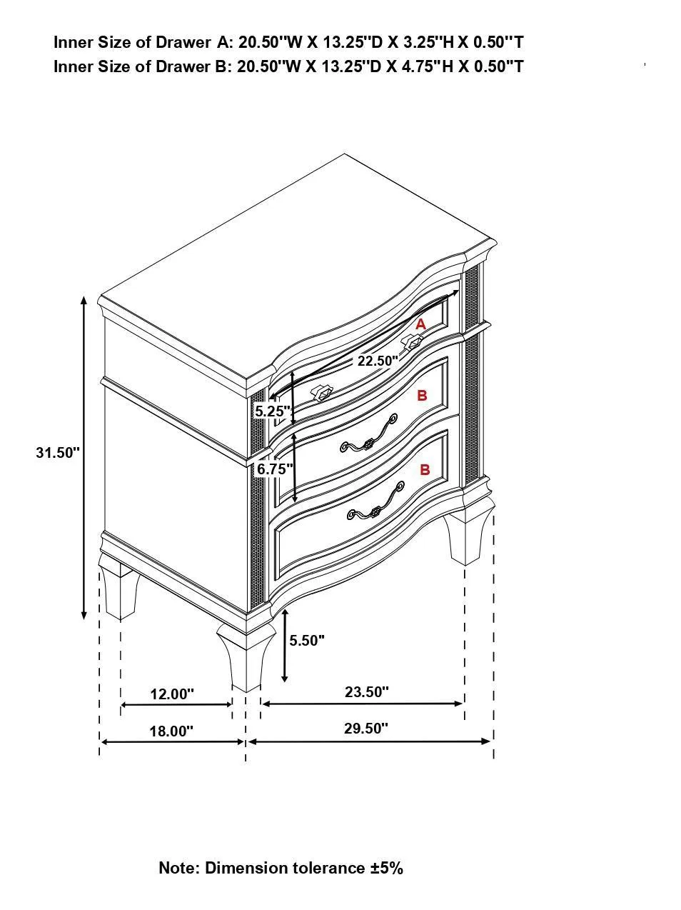 Evangeline 3-Drawer Nightstand - Image 15