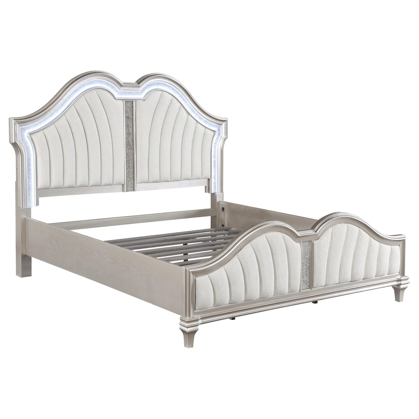 Evangeline Ivory/Silver Oak 5-Piece Upholstered Platform Queen Bedroom Set - Image 3
