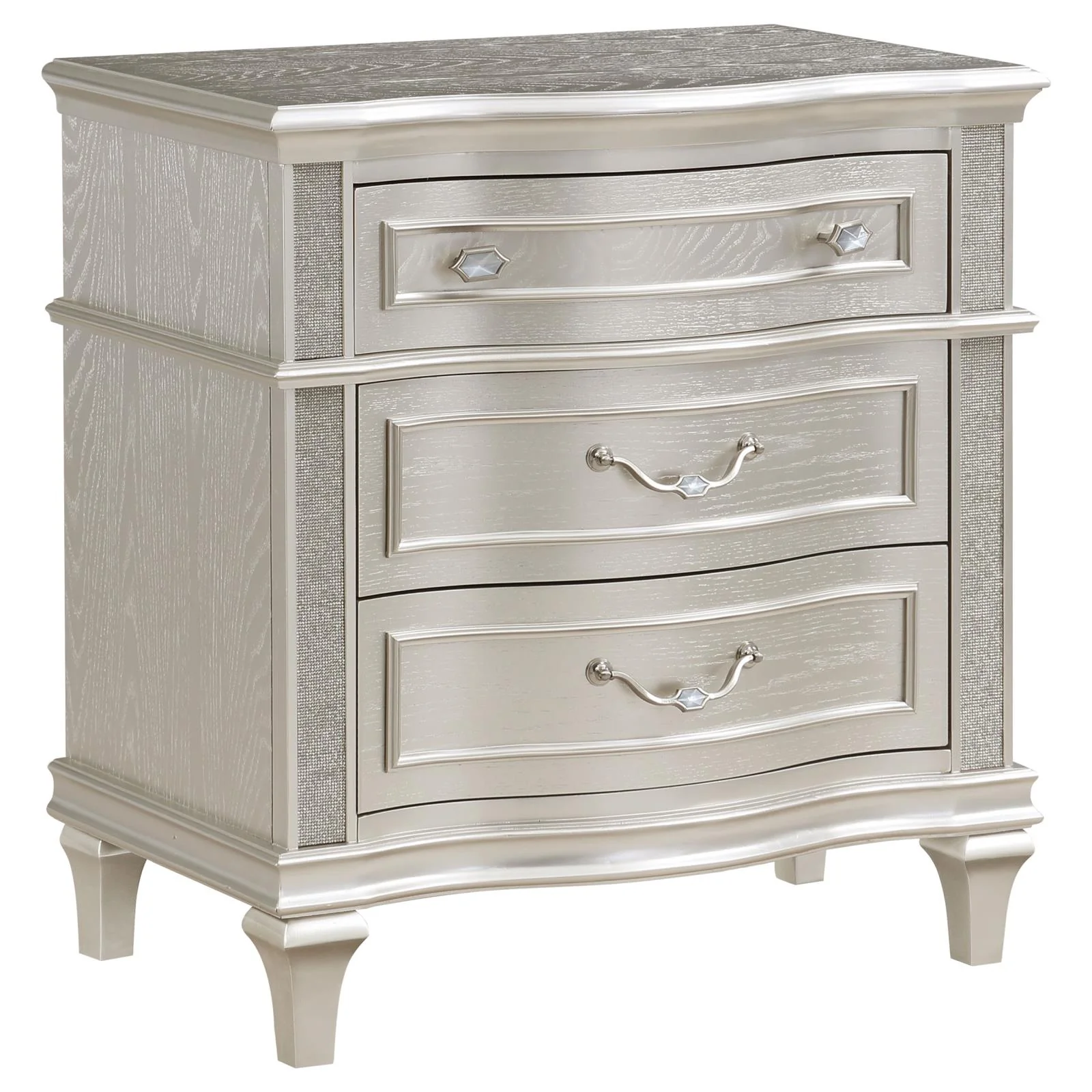 Evangeline Ivory/Silver Oak 5-Piece Upholstered Platform Queen Bedroom Set - Image 5