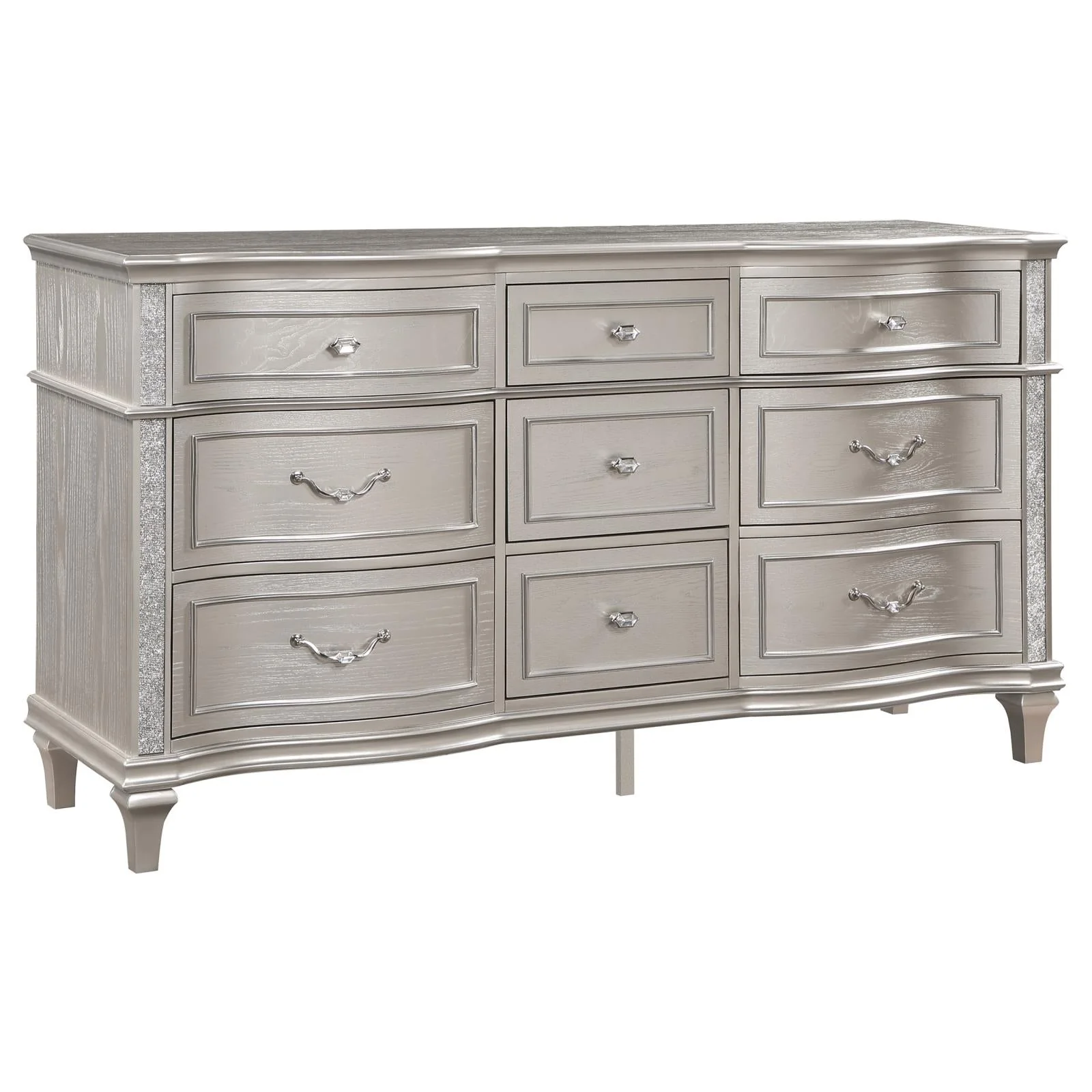 Evangeline Ivory/Silver Oak 5-Piece Upholstered Platform Queen Bedroom Set - Image 7
