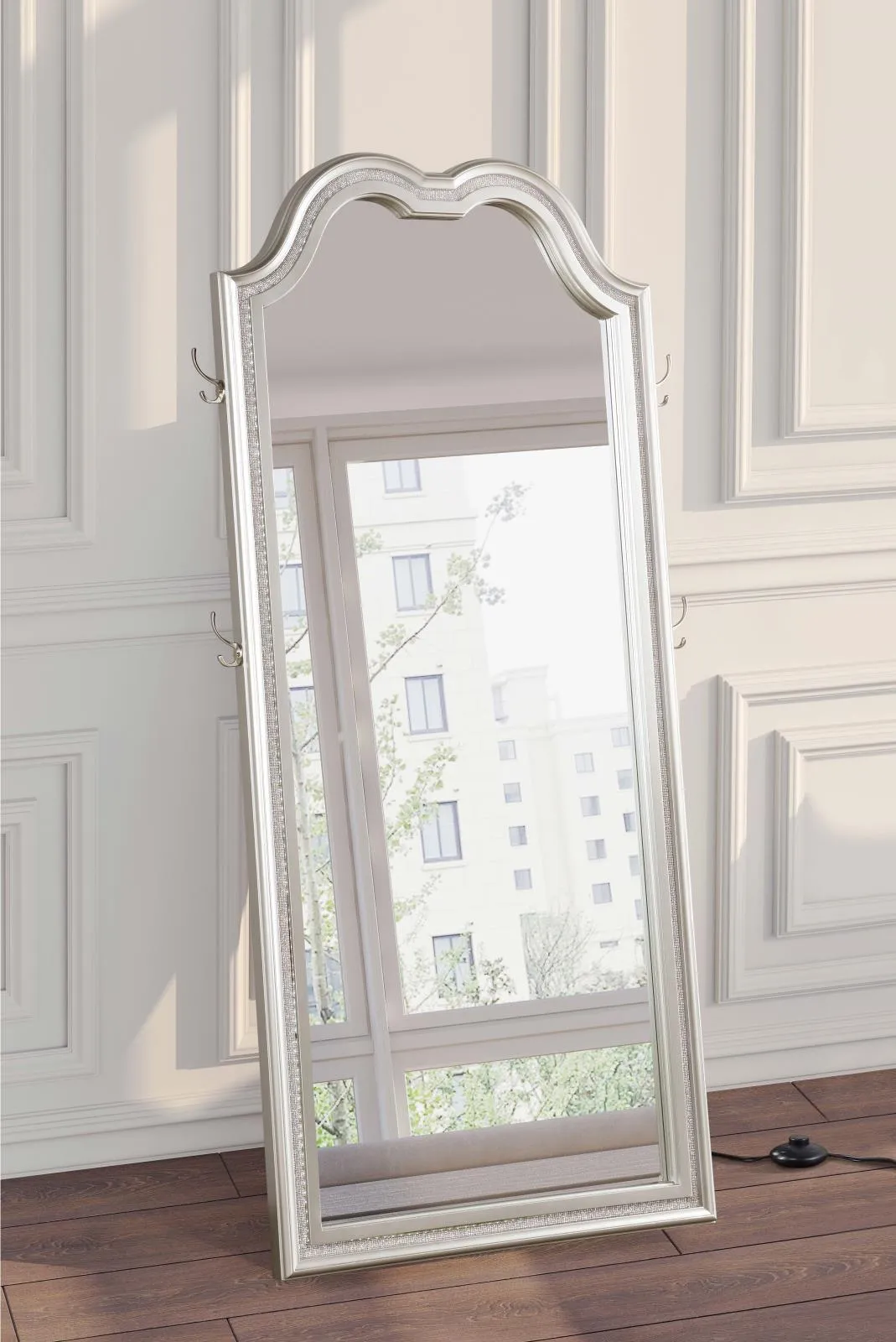 Evangeline Silver Oak Full Length LED Floor Mirror