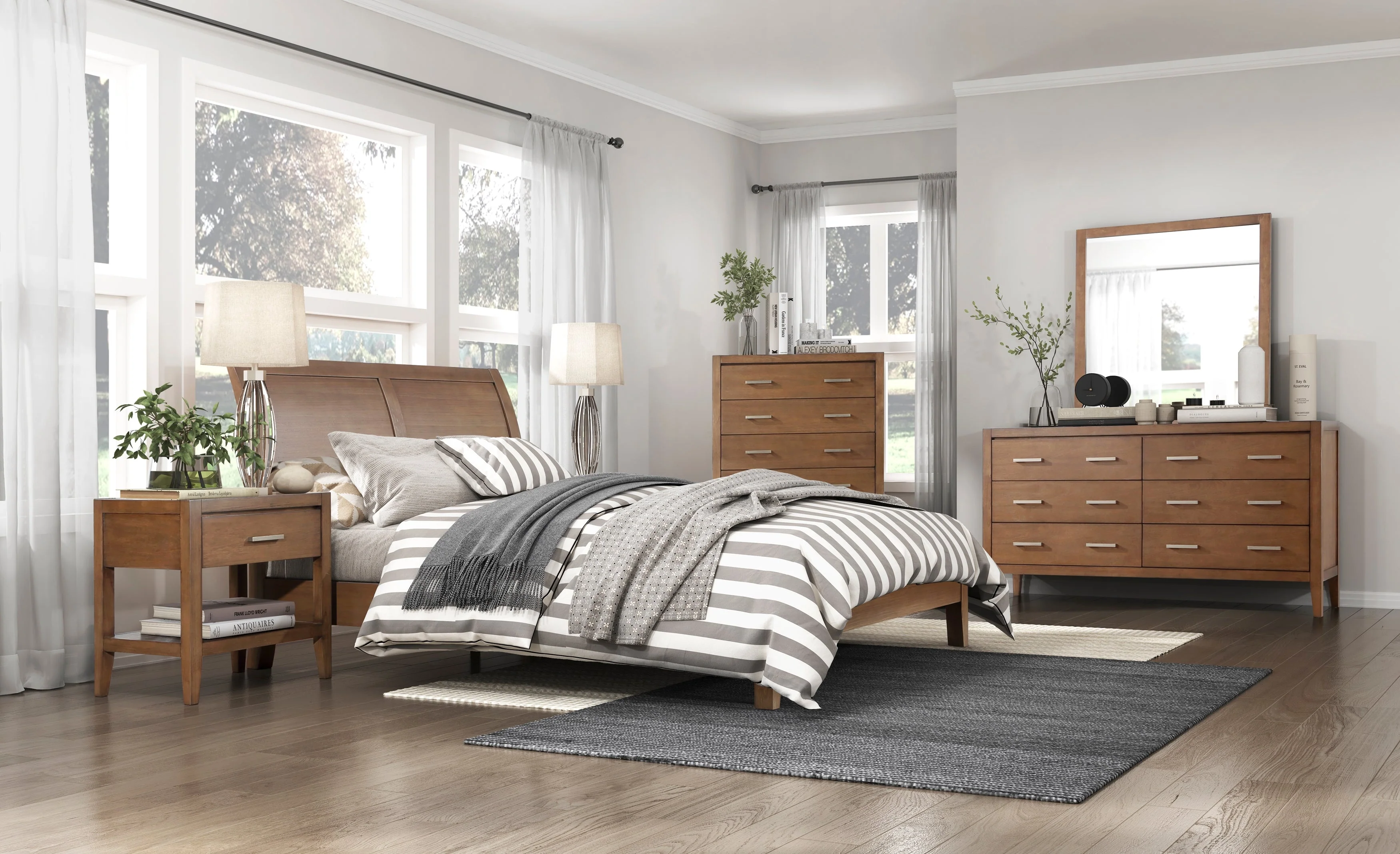 Evans Wire Brushed Light Brown California King Platform Bed - Image 7