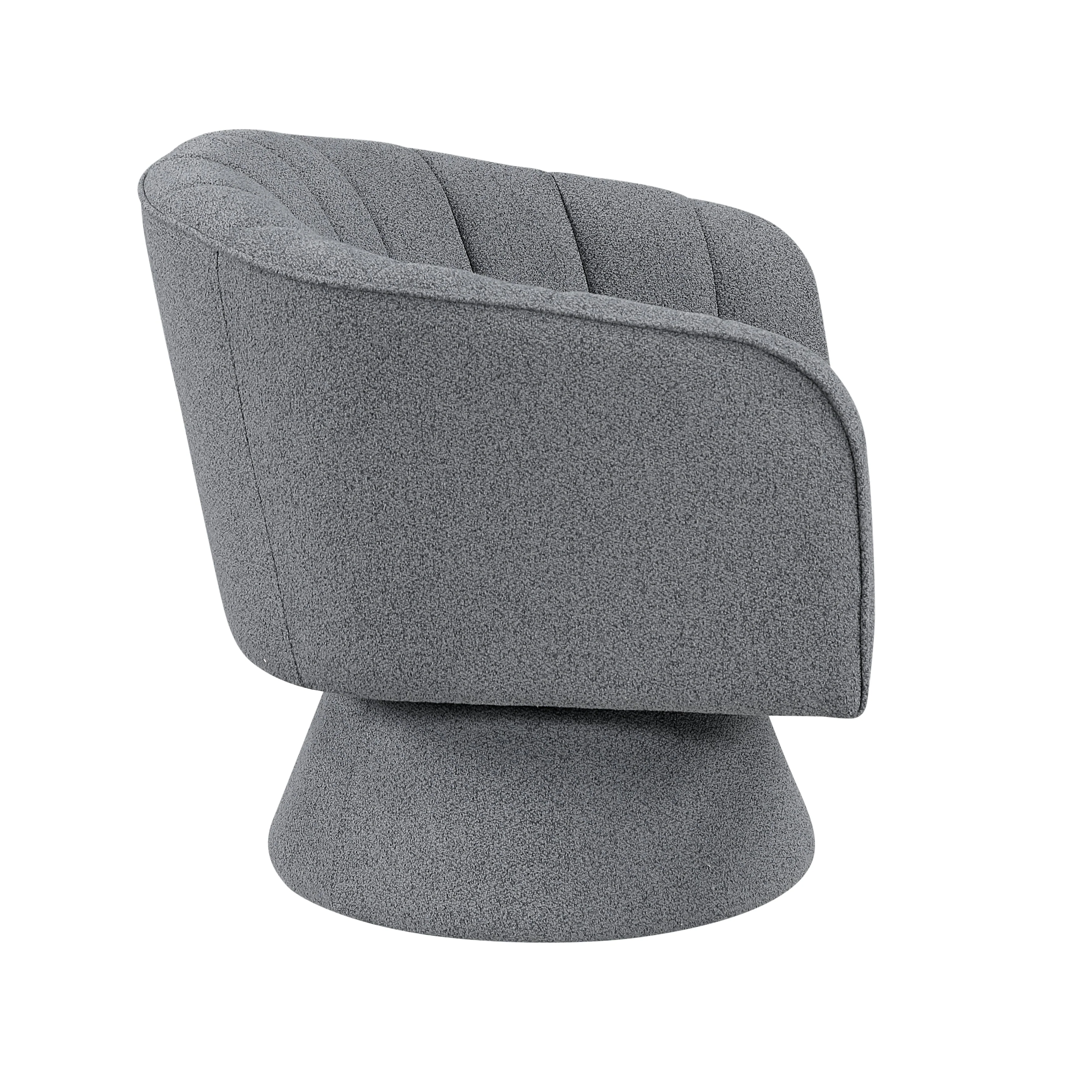 Eve Dark Gray Boucle Swivel Chair - Image 3