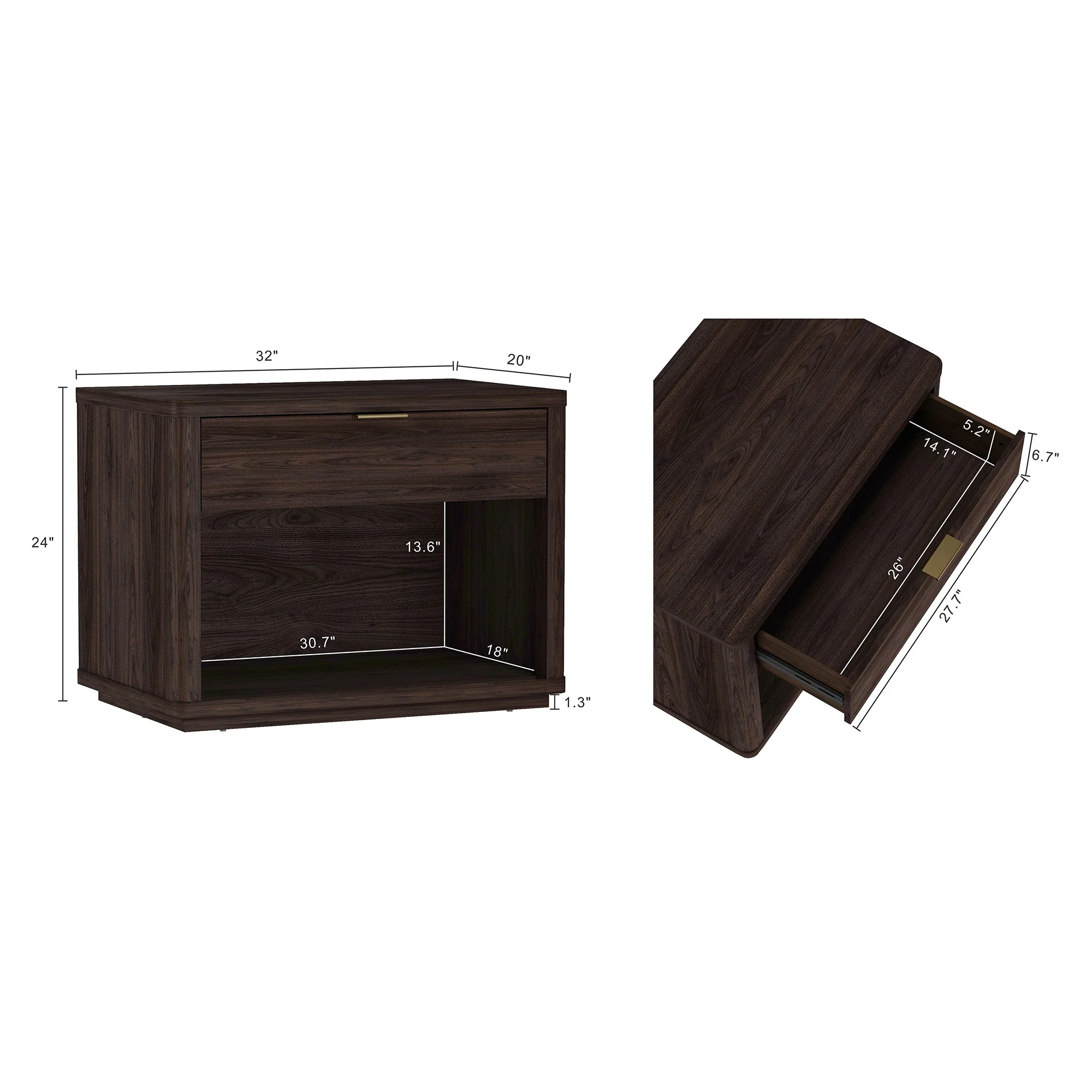 Evelyn 32" Nightstand 2.0 in Brown - Image 3
