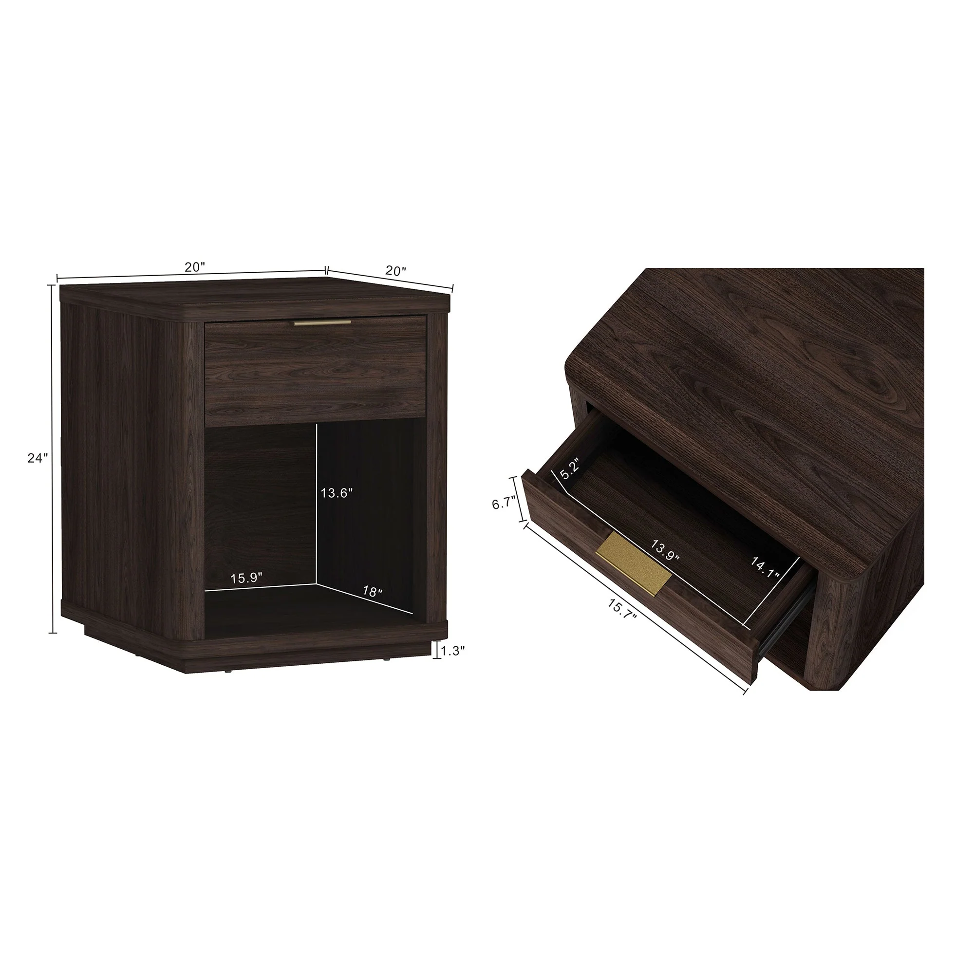 Evelyn Nightstand in Brown - Image 3
