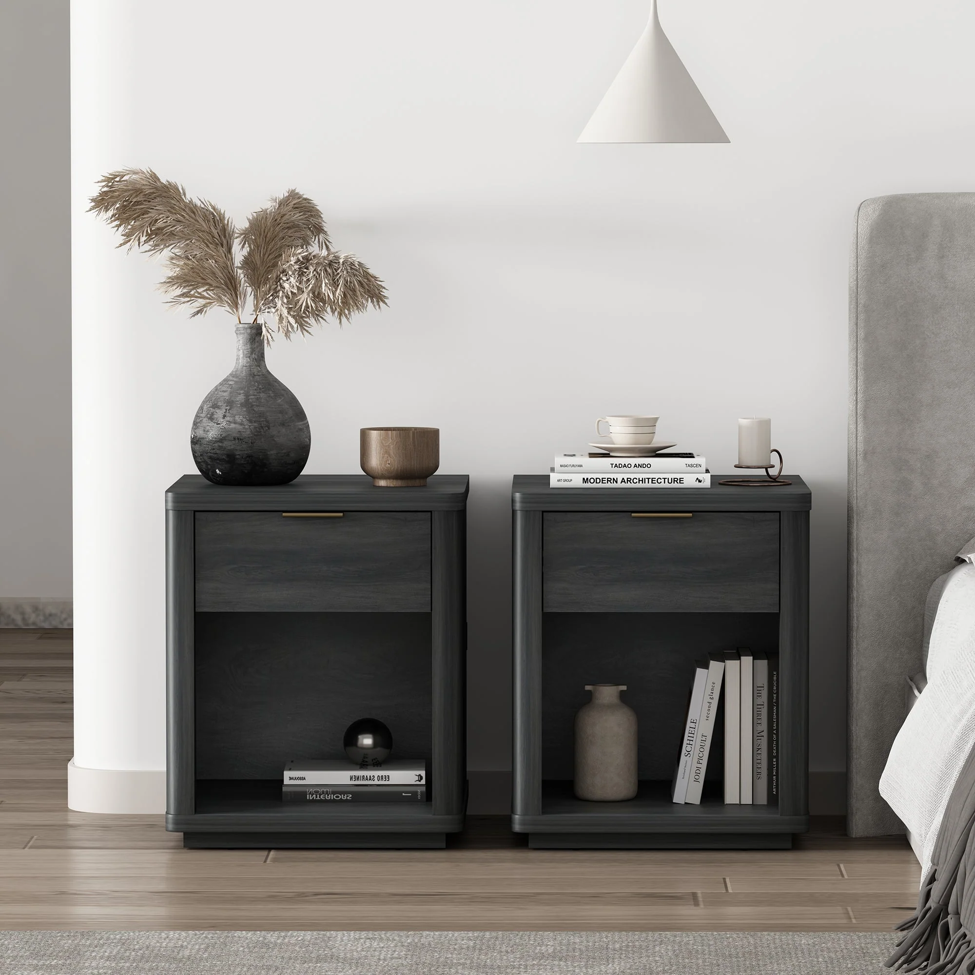 Evelyn Nightstand in Charcoal Grey (set of 2) - Image 2