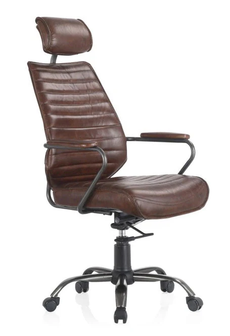 Executive Office Chair Dark Brown Leather - Image 2
