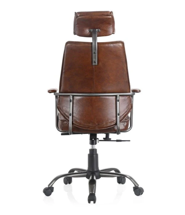 Executive Office Chair Dark Brown Leather - Image 4