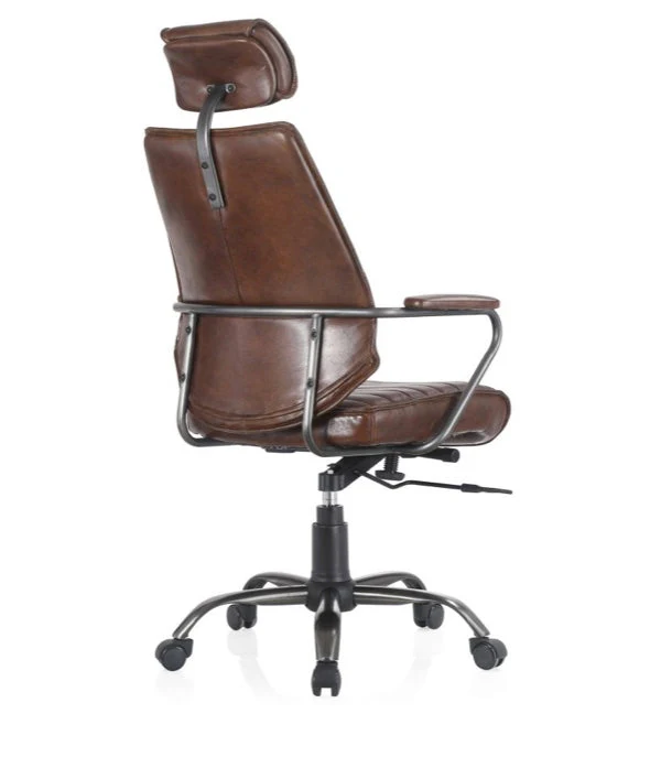 Executive Office Chair Dark Brown Leather - Image 5