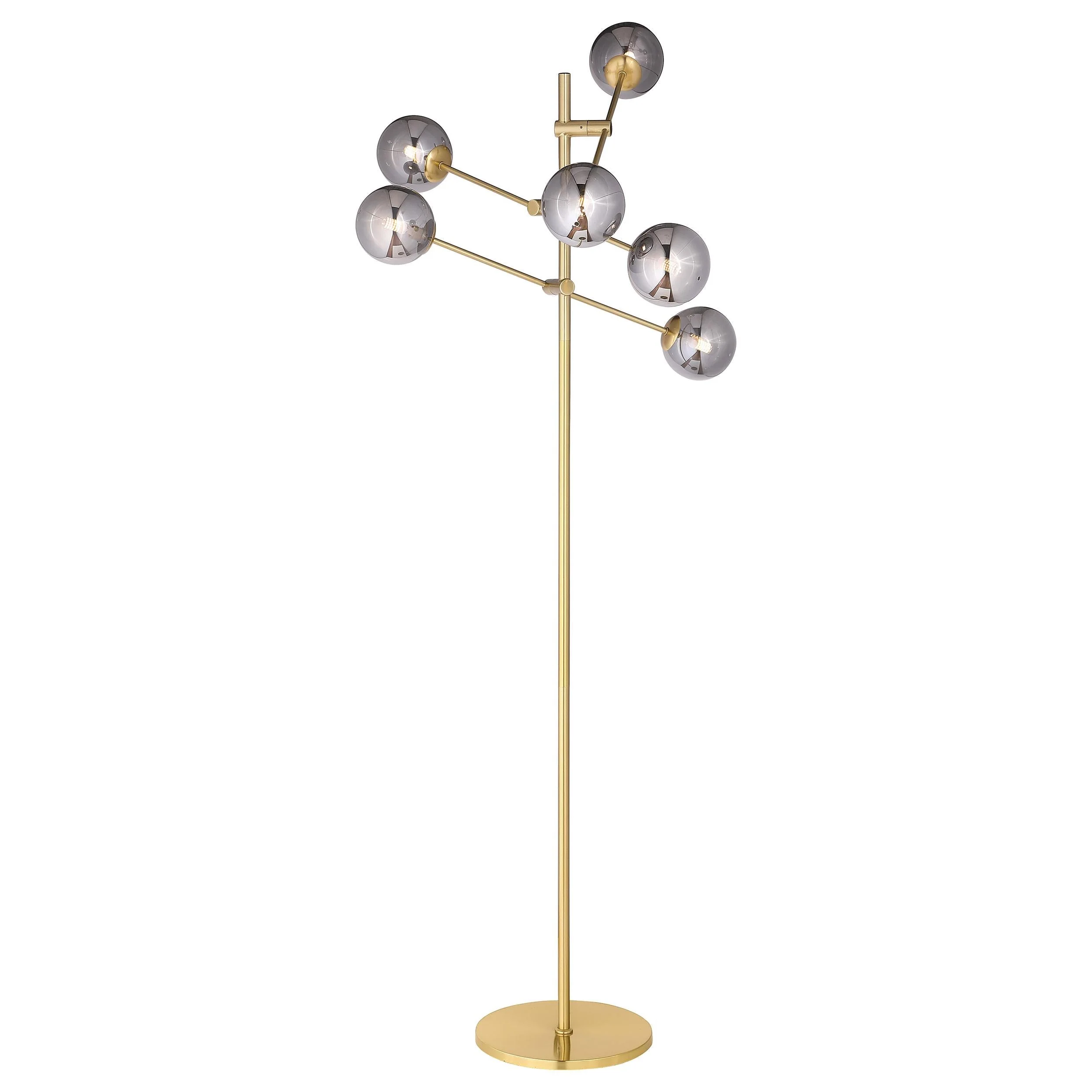 Exline Gold 62-inch Molecular Smoked Orb Metal Floor Lamp - Image 2