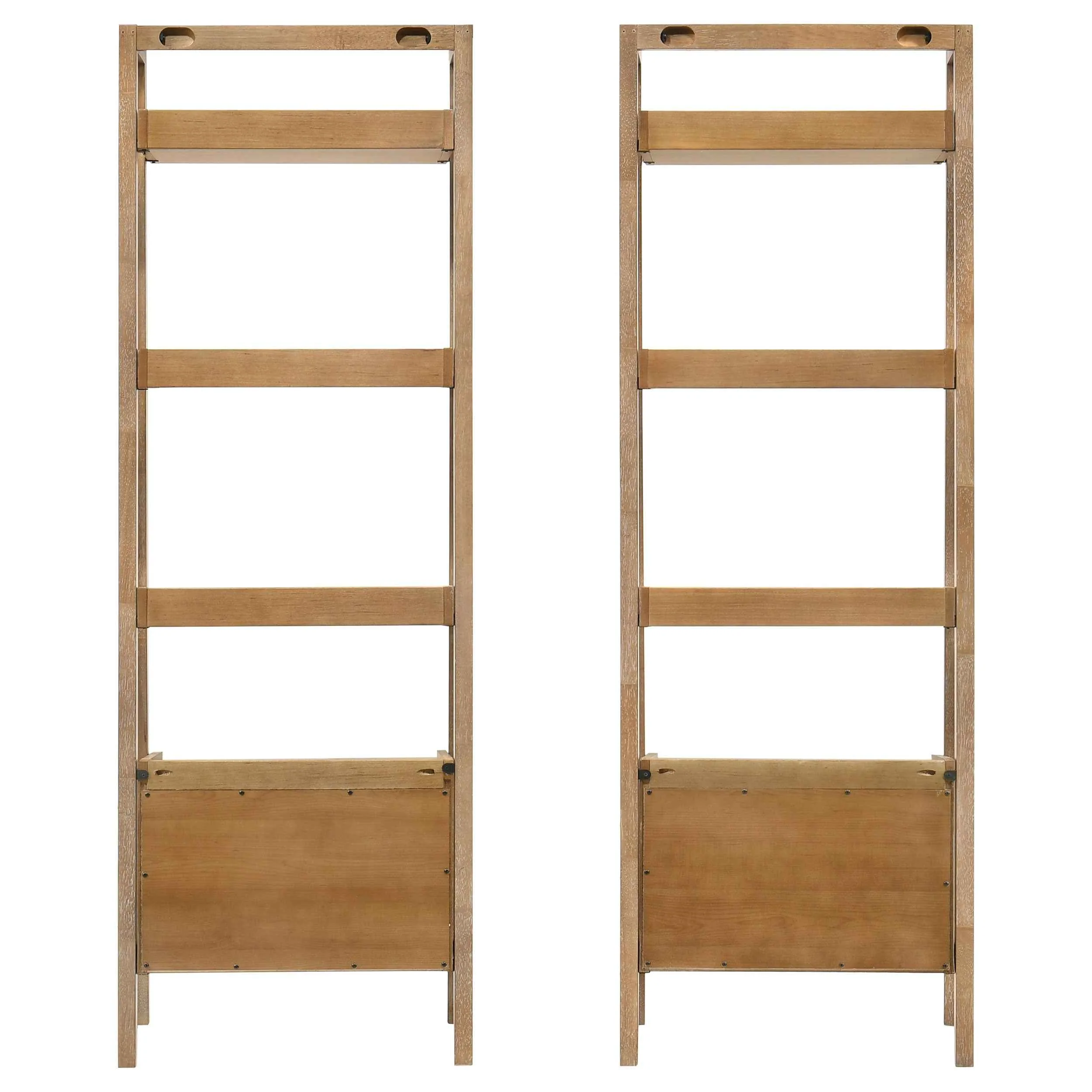 Fabian Distressed Light Brown 2-piece 3-shelf Bookshelf with Drawer - Image 4