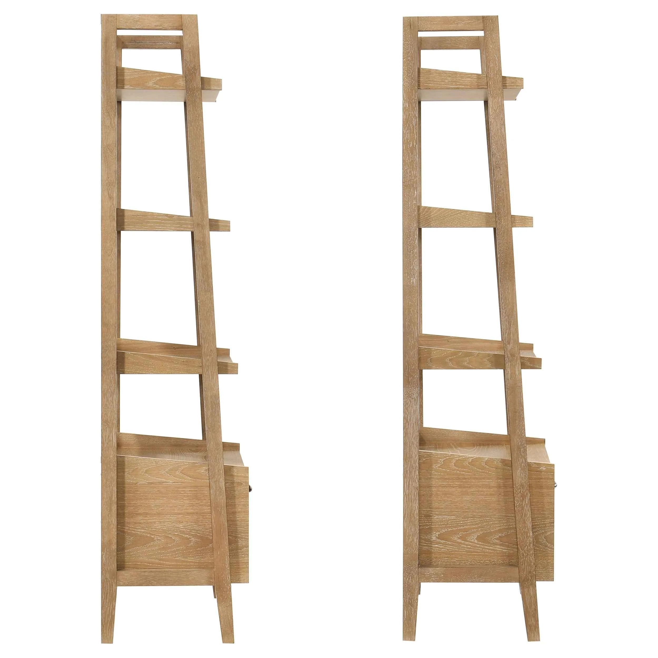 Fabian Distressed Light Brown 2-piece 3-shelf Bookshelf with Drawer - Image 5