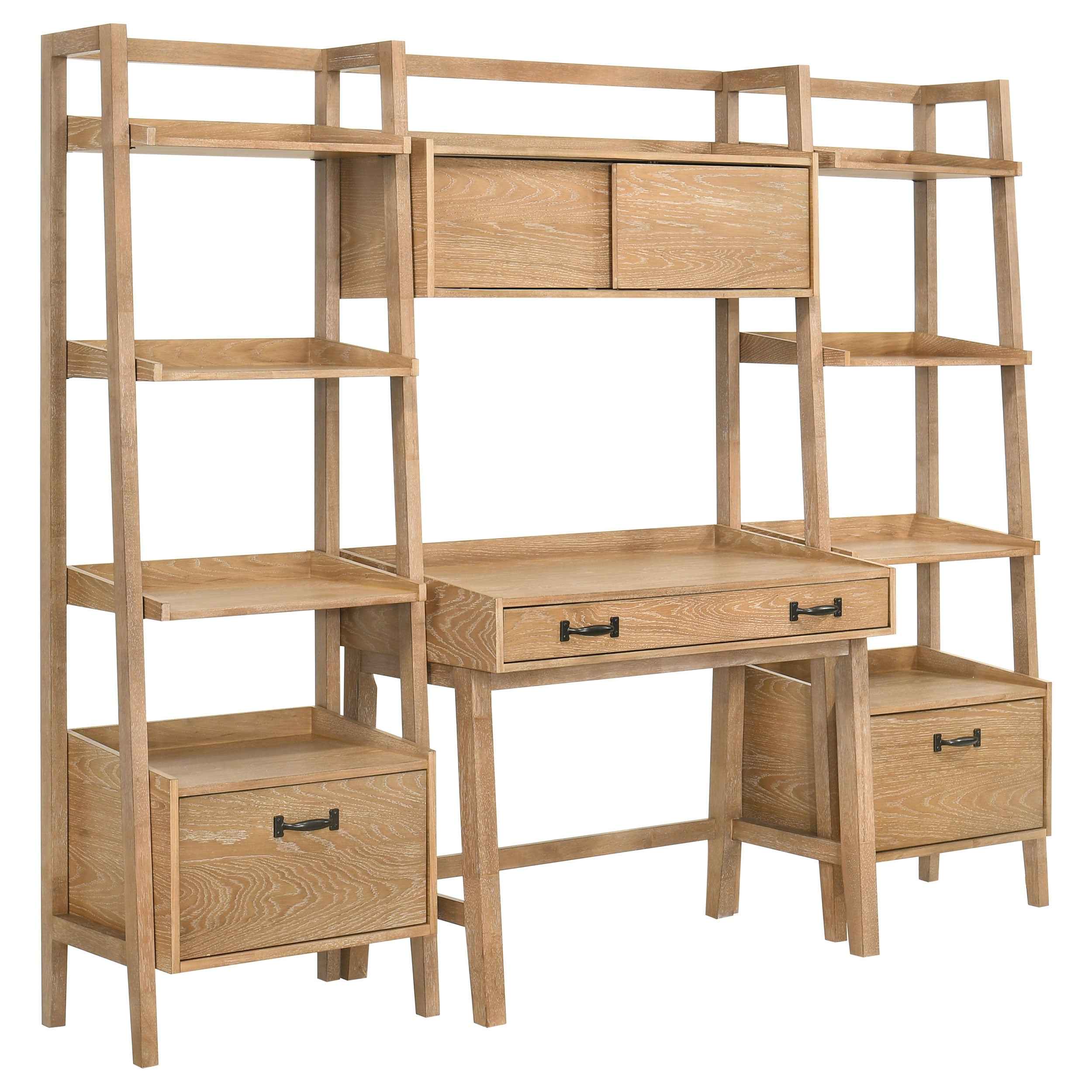 Fabian Distressed Light Brown 2-piece 3-shelf Bookshelf with Drawer - Image 6