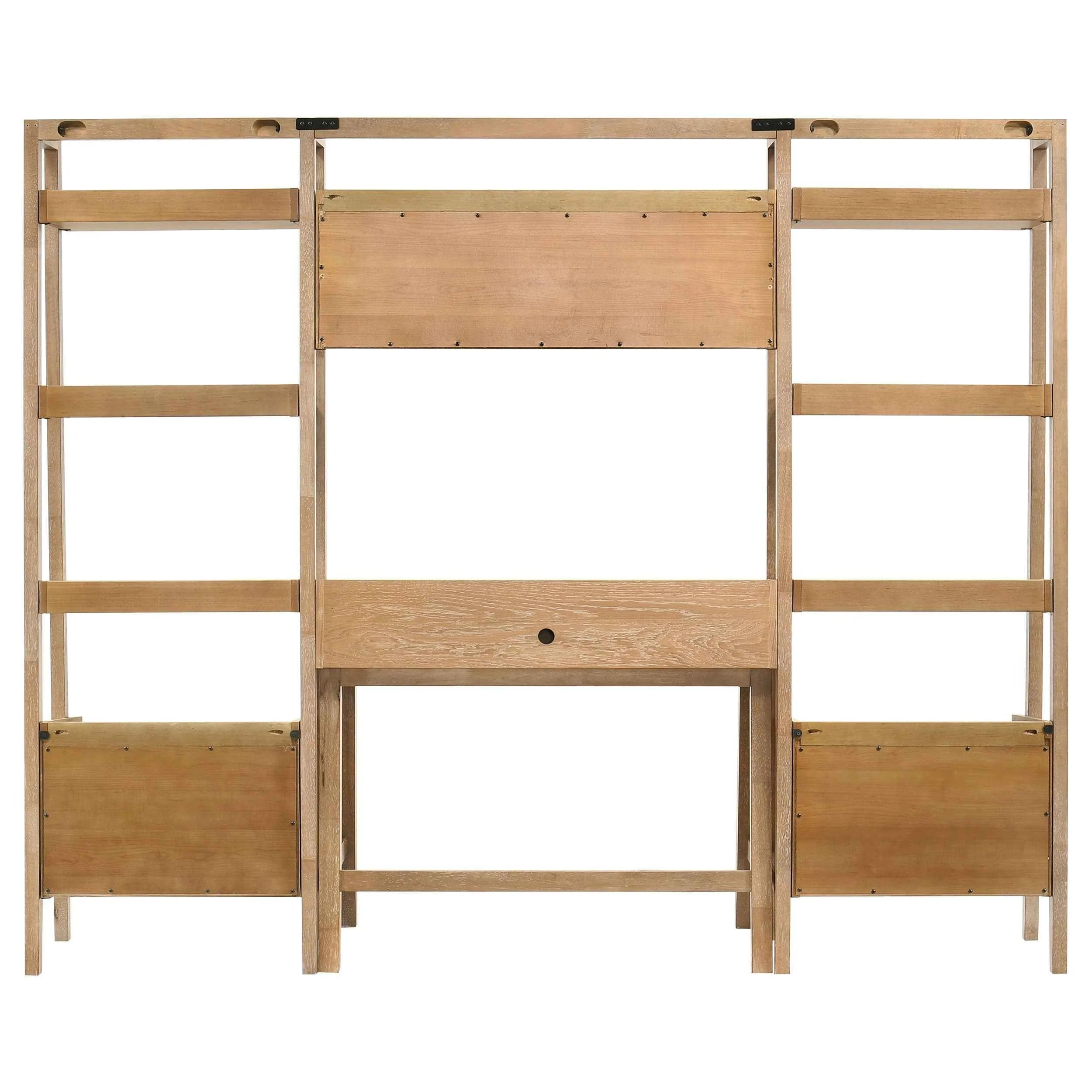 Fabian Distressed Light Brown 4-piece Computer Desk and Bookshelf Set - Image 8