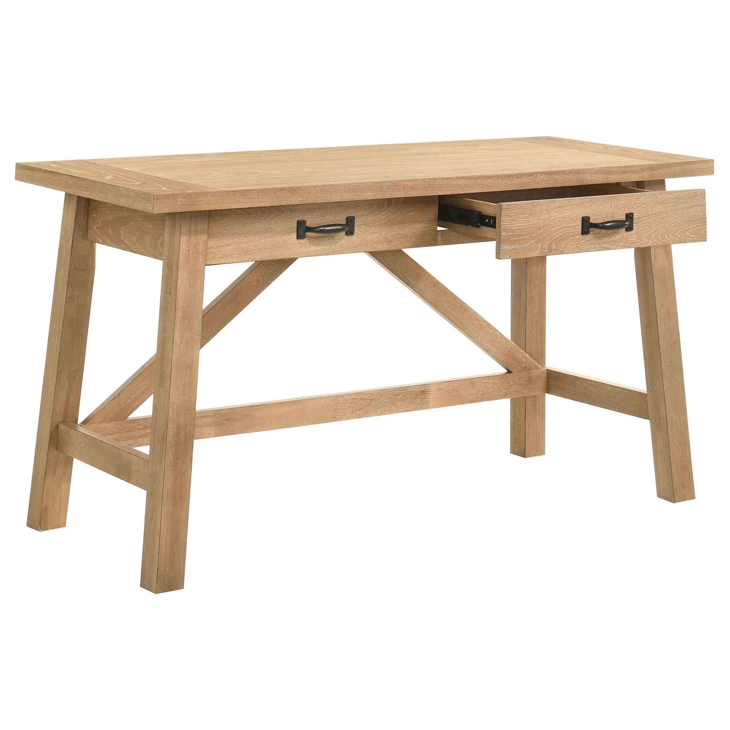 Fabian Distressed Light Brown 54-inch 2-drawer Computer Writing Desk - Image 3