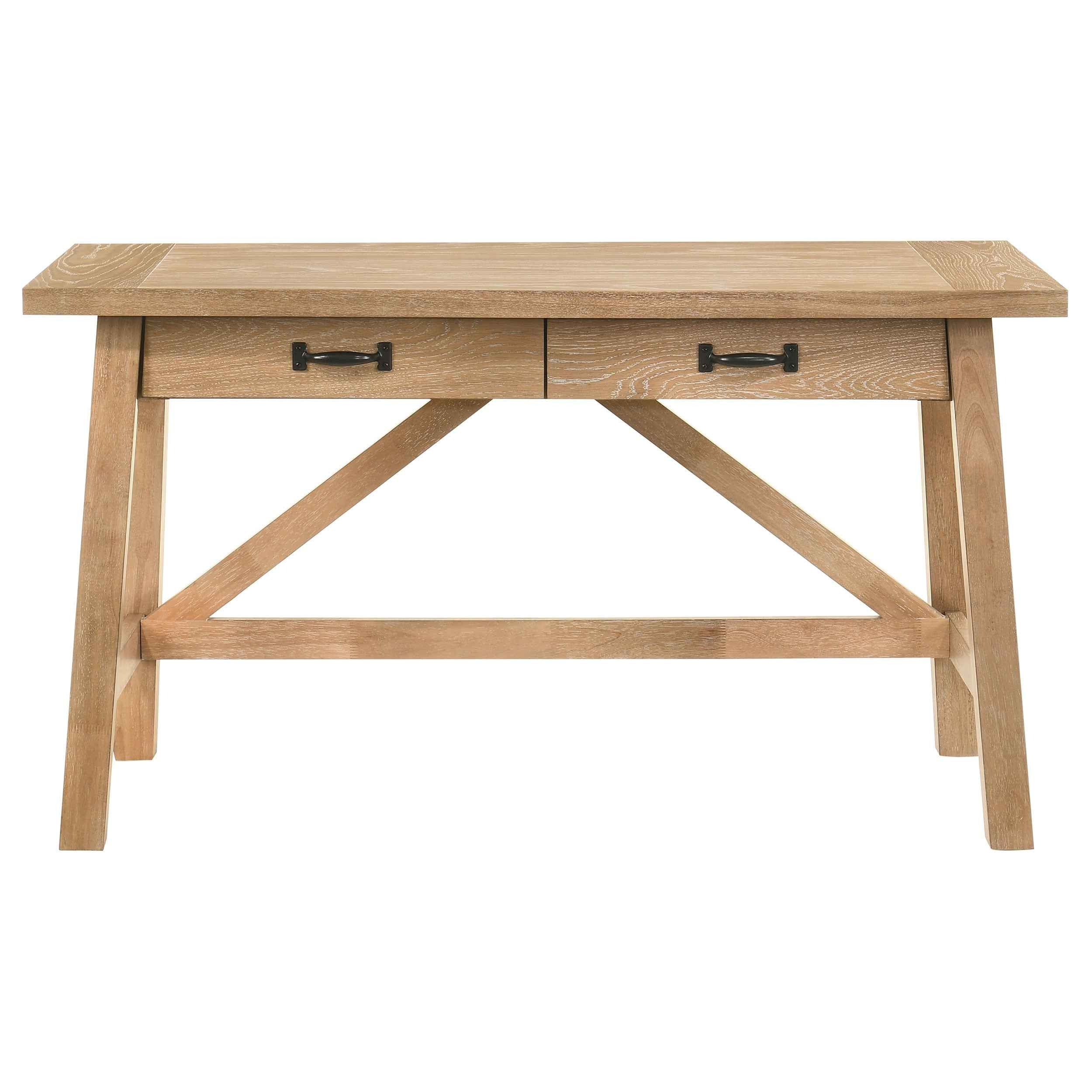 Fabian Distressed Light Brown 54-inch 2-drawer Computer Writing Desk - Image 4