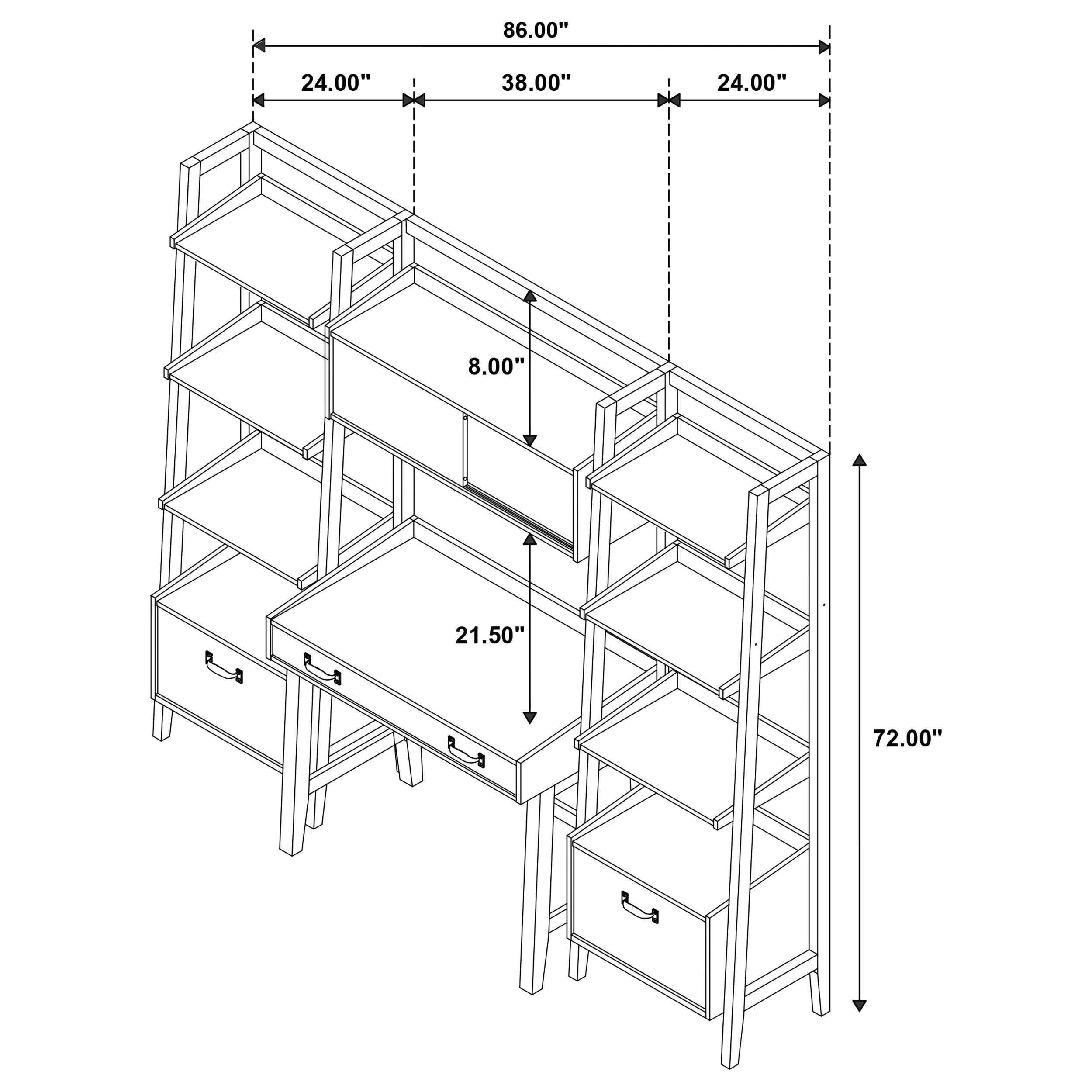 Fabian Distressed Light Brown Bookshelf Bridge with Cubbies - Image 11