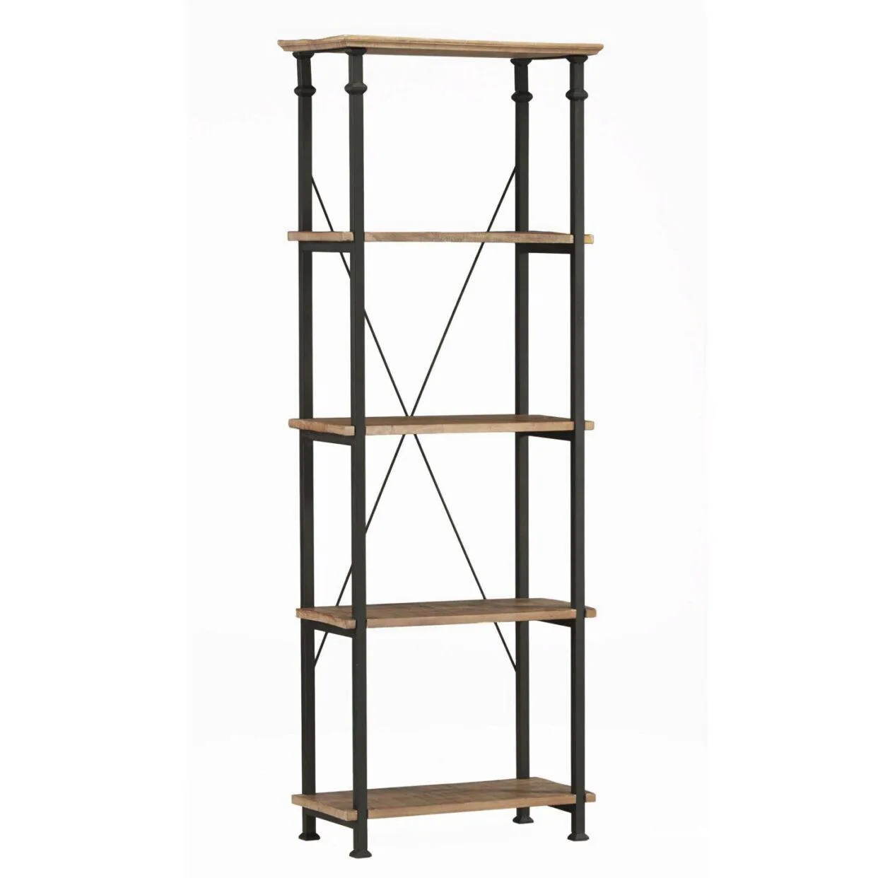 Factory Rustic Poplar & Metal Bookcase - Image 3