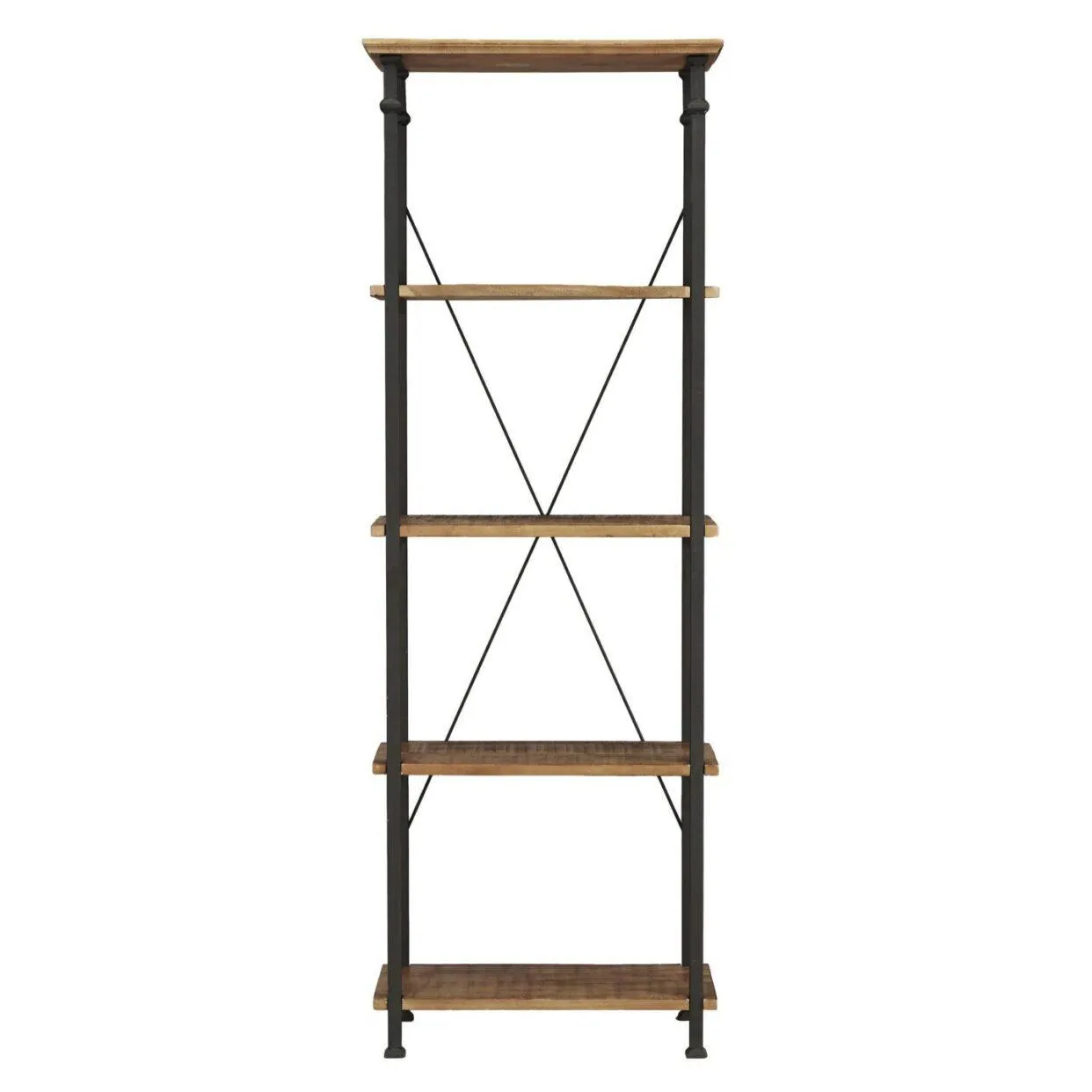 Factory Rustic Poplar & Metal Bookcase - Image 4