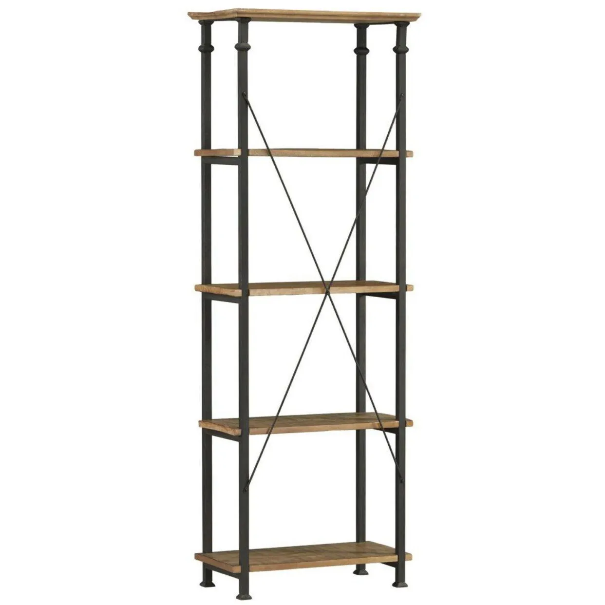 Factory Rustic Poplar & Metal Bookcase - Image 5