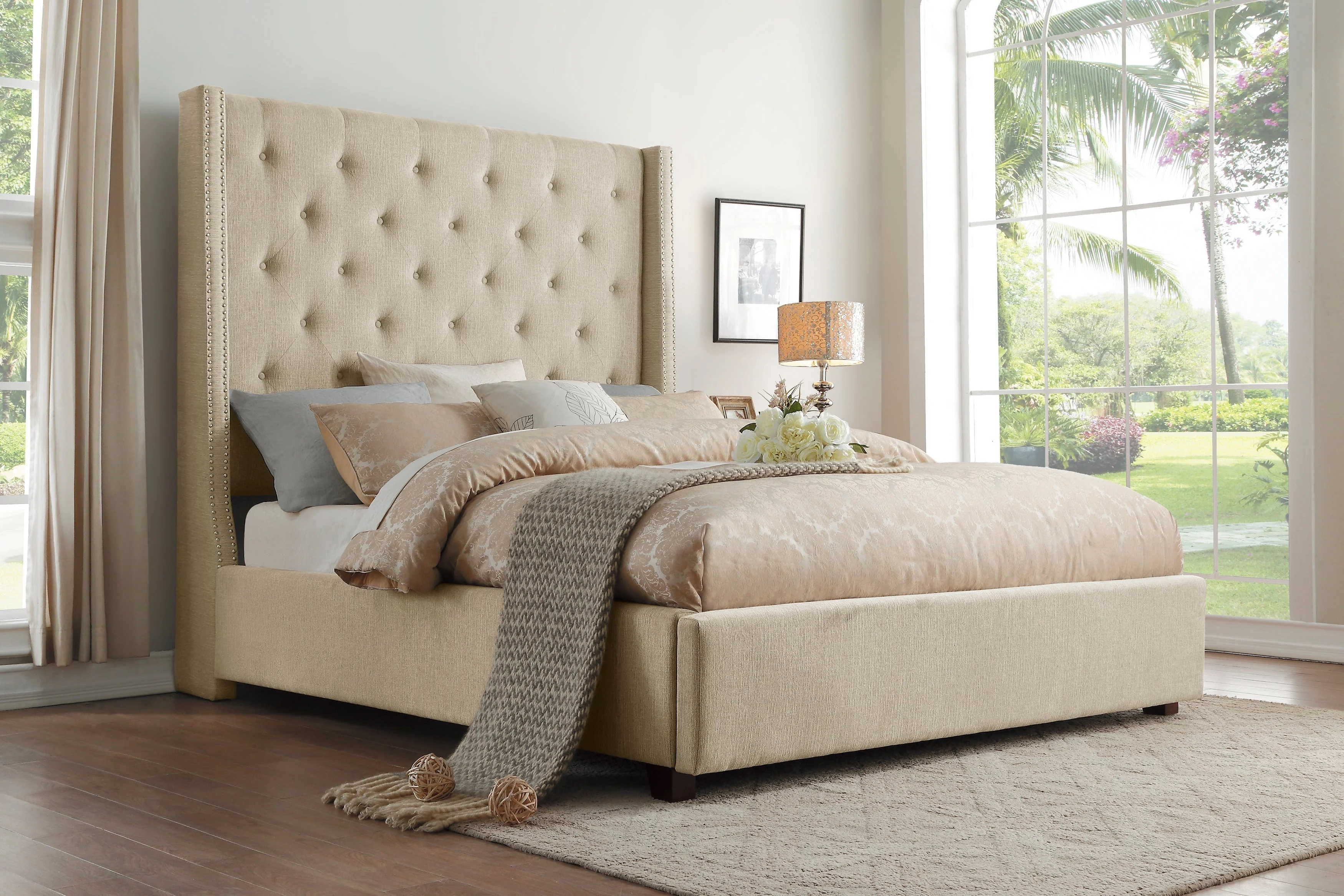 Fairborn Beige California King Upholstered Storage Platform Bed - Image 7