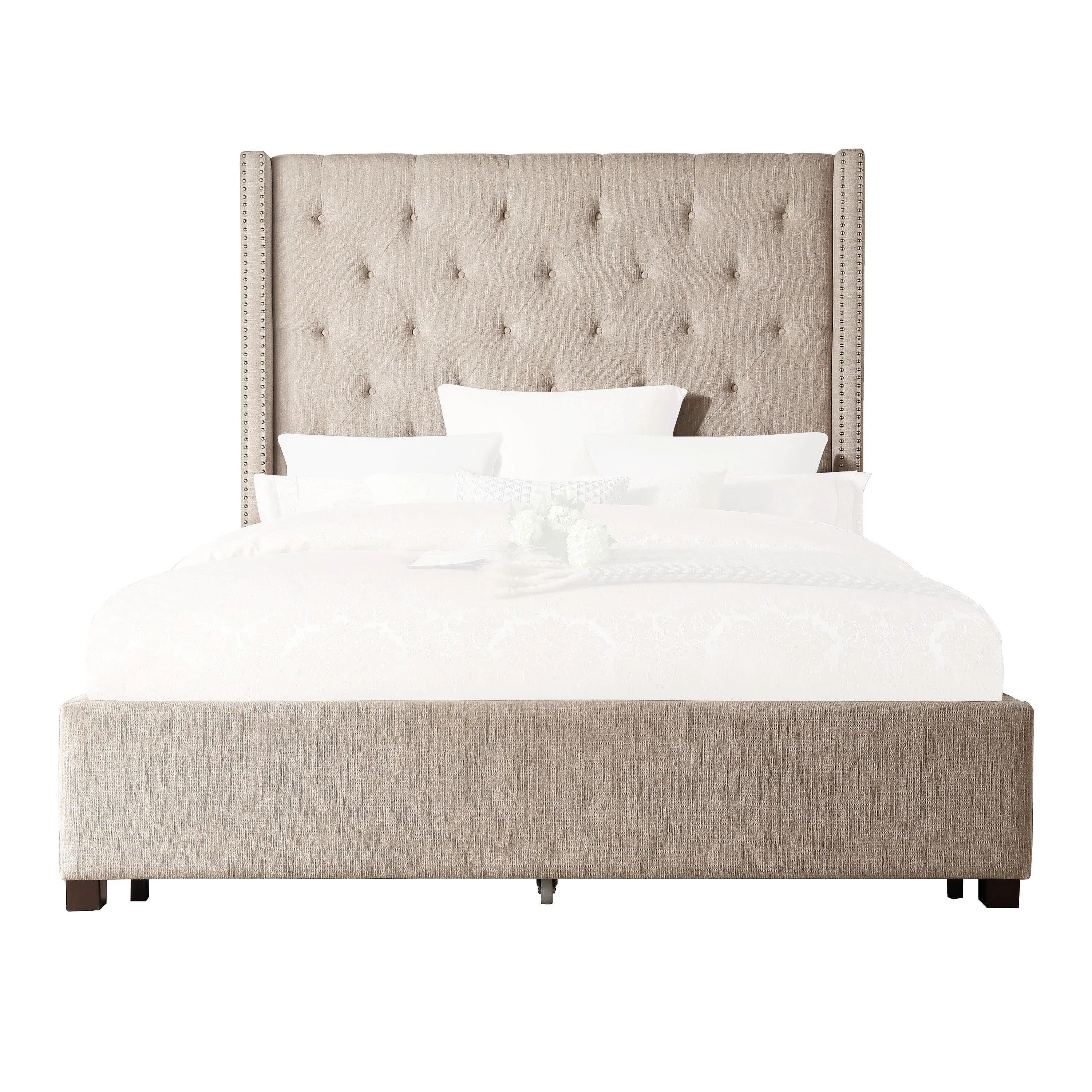 Fairborn Beige King Upholstered Storage Platform Bed - Image 4