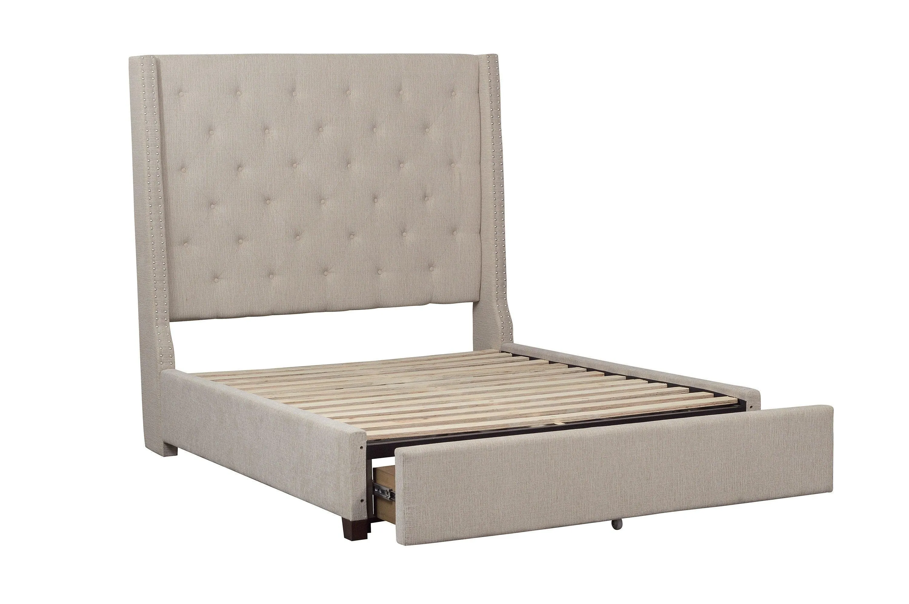Fairborn Beige King Upholstered Storage Platform Bed - Image 5