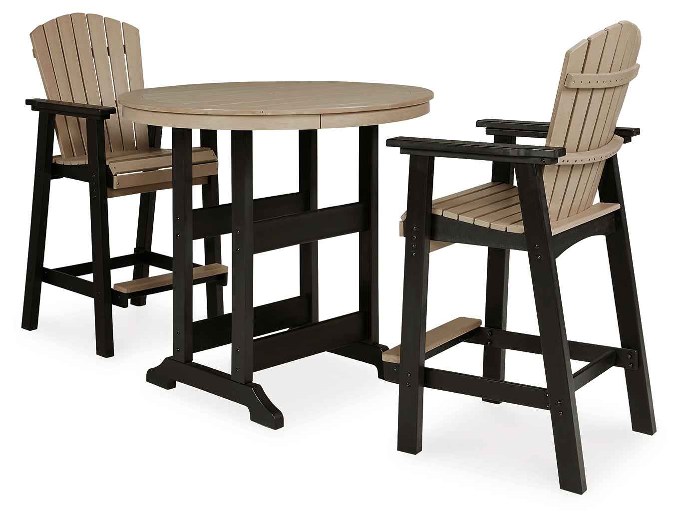 Fairen Trail Black/Driftwood Outdoor Counter Height Dining Table with 2 Barstools - Image 13