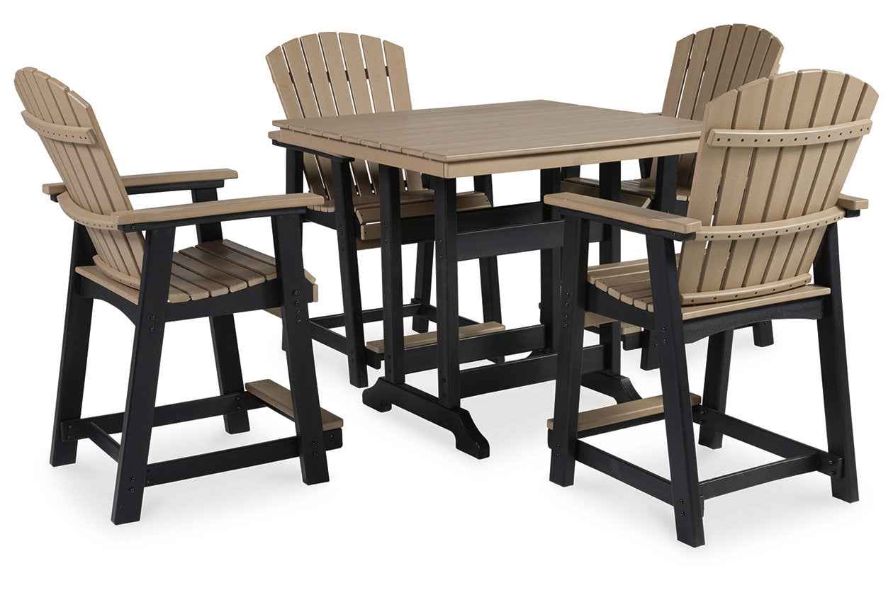 Fairen Trail Black/Driftwood Outdoor Counter Height Dining Table with 4 Barstools - Image 2