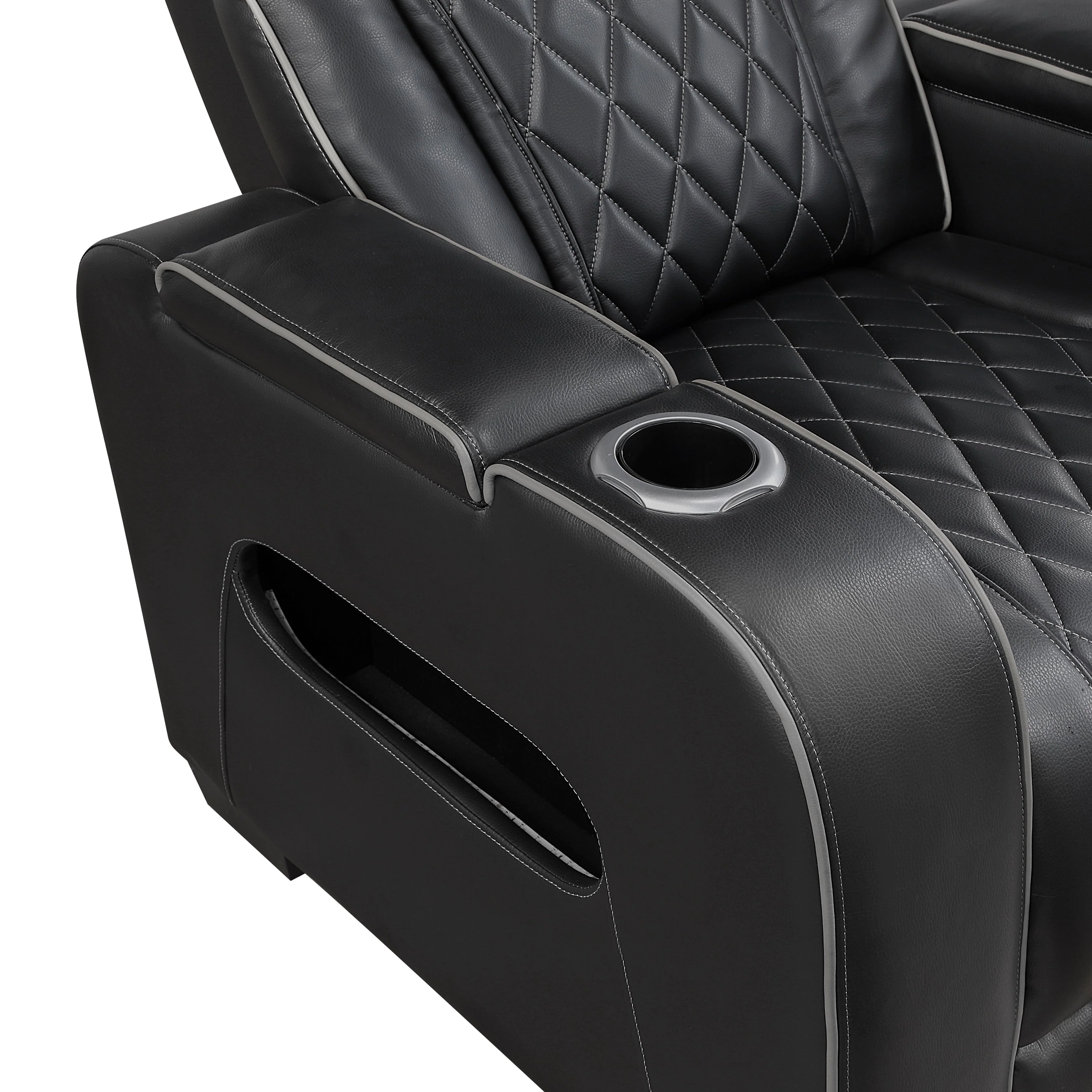 Fairway Black Power Double Reclining Loveseat with Center Console - Image 9